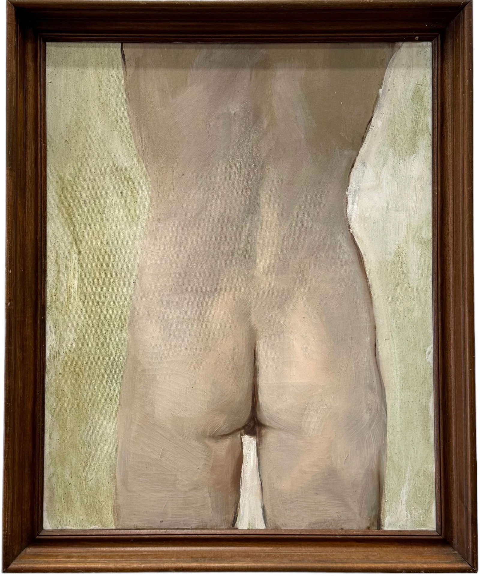 American School Modernist Nude Painting Of A Woman's Backside: Oil on canvas 30 x 24 in, 33.5 x 27.5 in (framed)