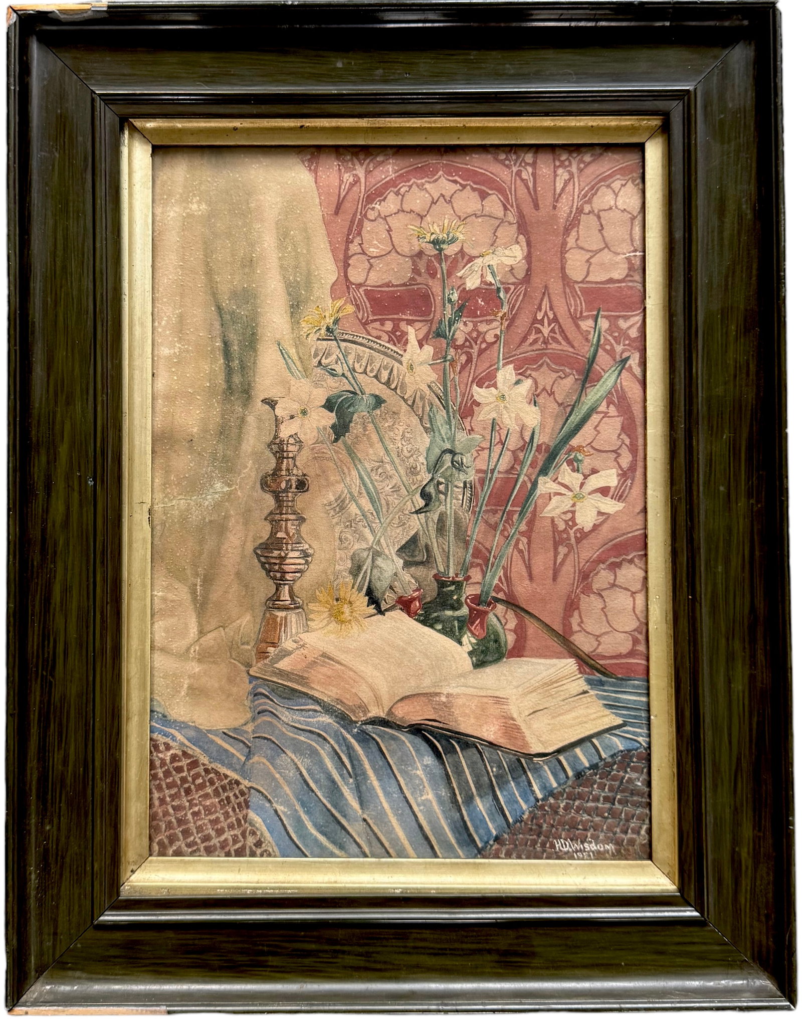 Antique American School Watercolor Of Flowers, Signed: Watercolor 18.5 x 14.5 in (framed). This item is located in our Margate City, NJ gallery and must be picked up or shipped from there.