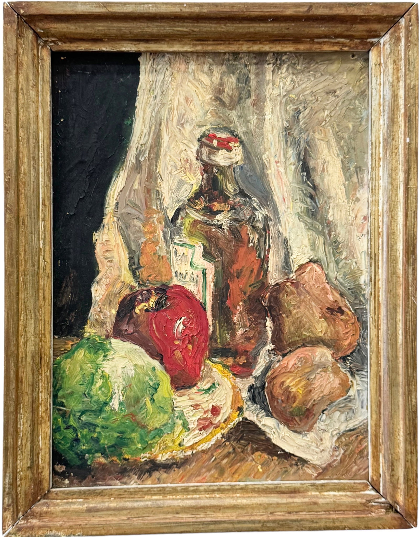 Early 20th Century American School Modernist Still Life Heavy Impasto: Oil on 18.5 x 14.5 in (framed)