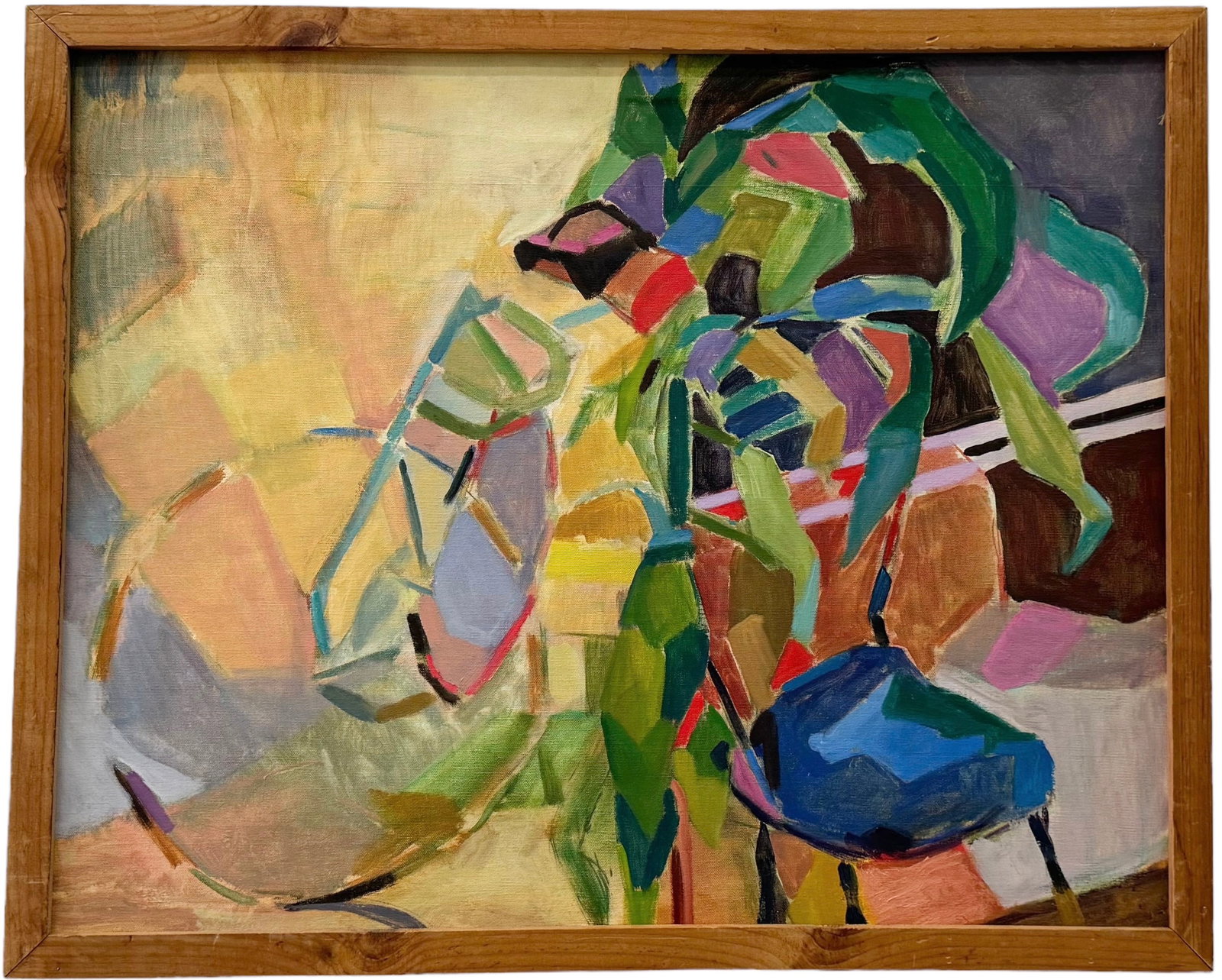 Mid-Century Modern American School Still Life With Chair & Bike, Unsigned: Oil on canvas 30 x 24 in, 31.5 x 25.5 in (framed)