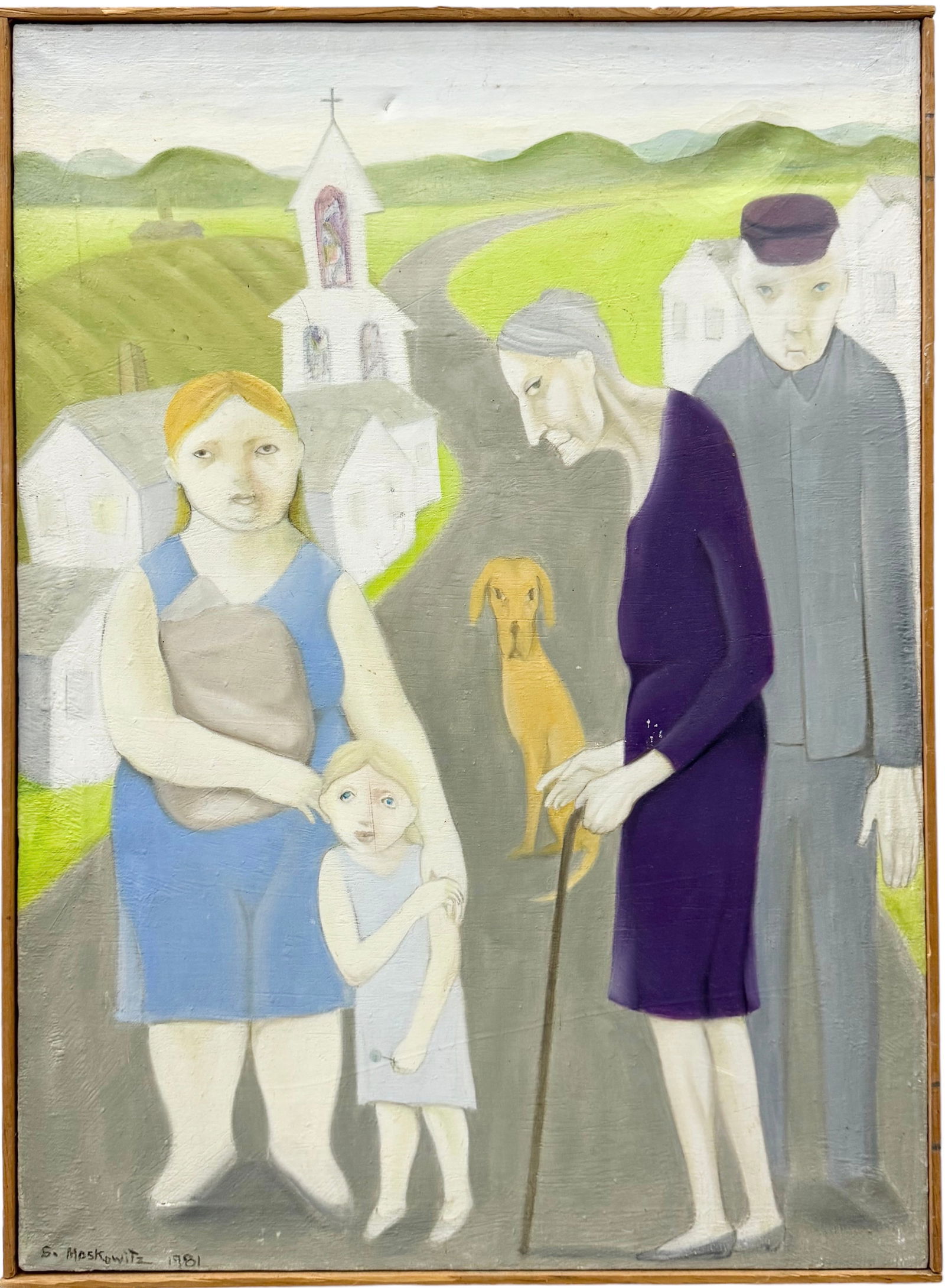 Shirley Edith Moskowitz (20th c, Pennsylvania) Small Town Street Scene (1 of 3)