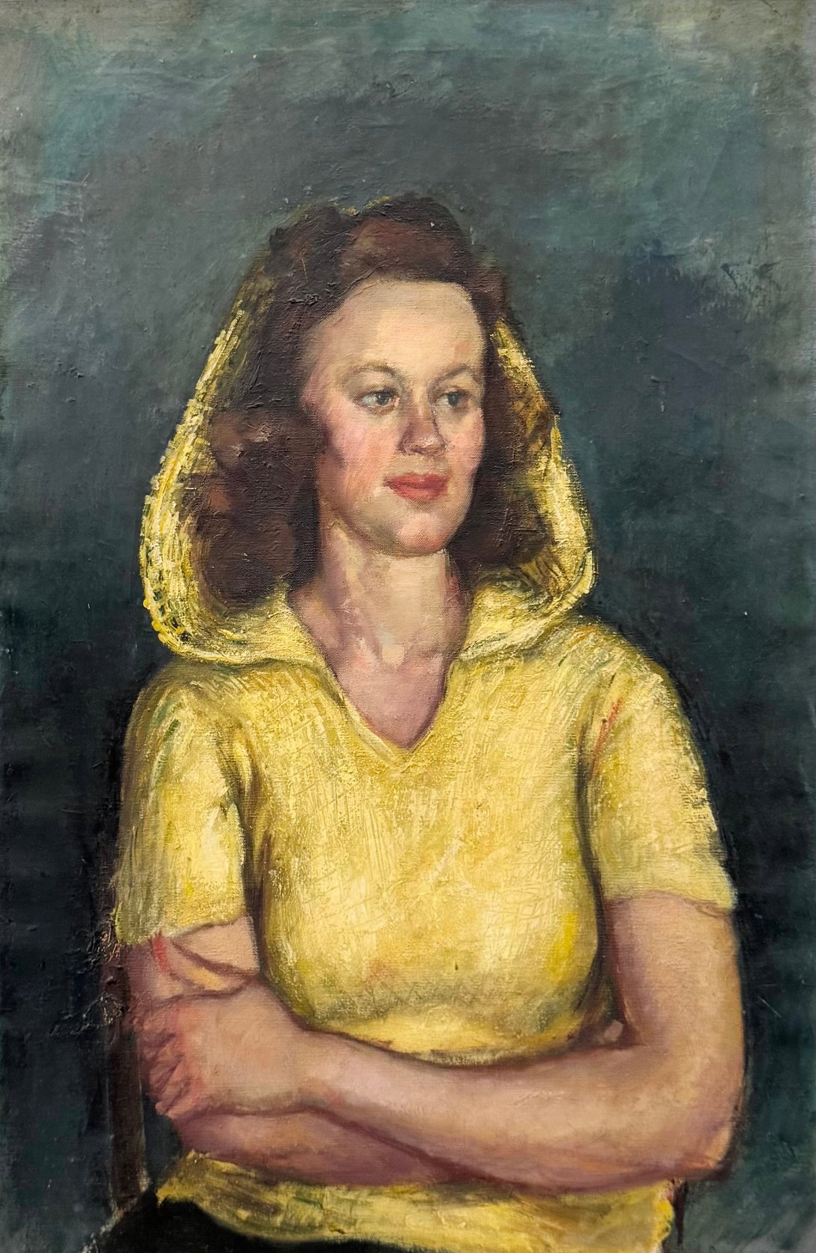 Early 20th Century American School Portrait Of A Woman, Unsigned: Oil on canvas 32 x 24 in