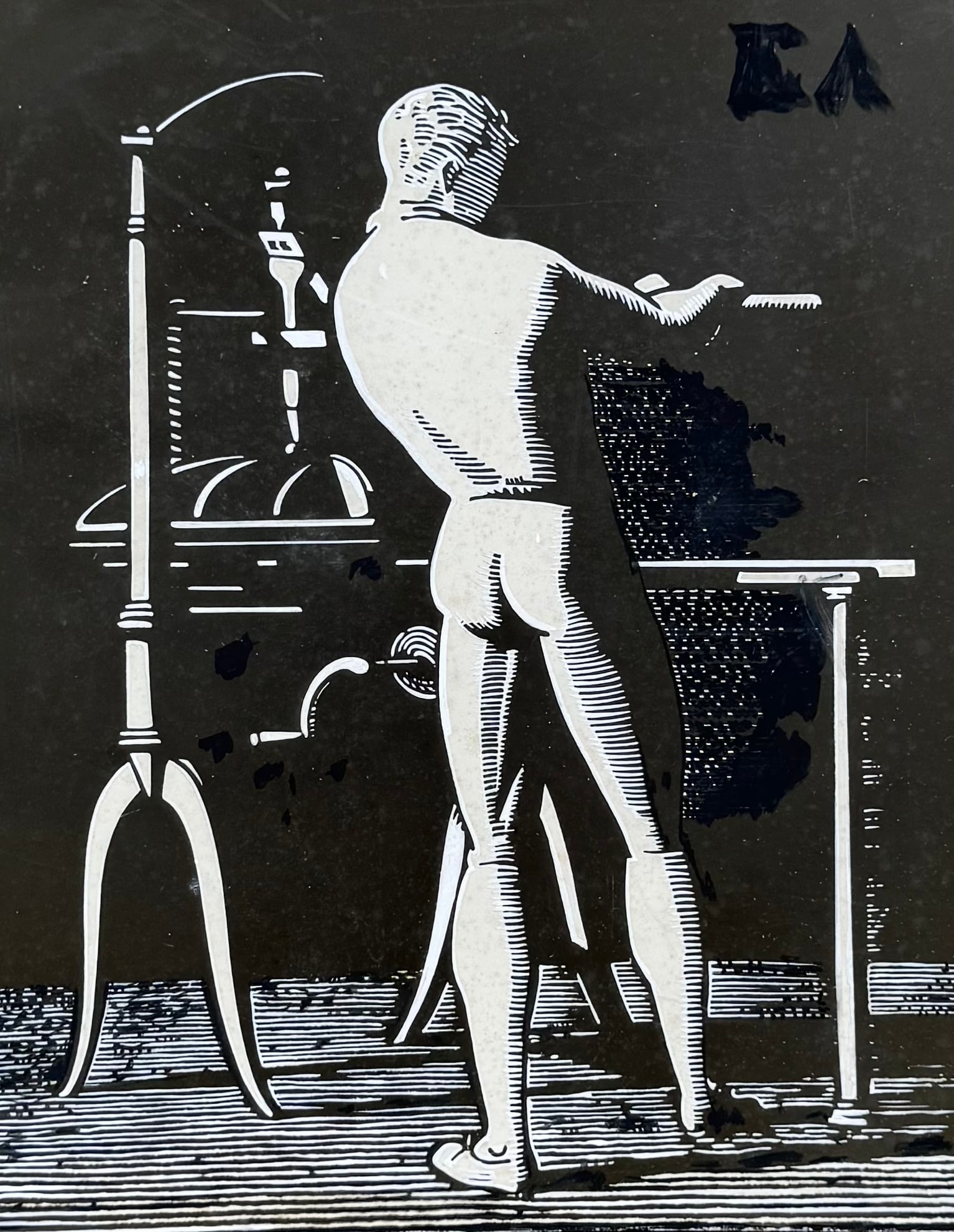 Vintage Rockwell Kent Serigraph WPA Industrial Modernism: Looks like a serigraph assumed to be after Rockwell Kent. As found condition 12 x 10 in. This item is located in our Margate City, NJ gallery and must be shipped or picked up from there.
