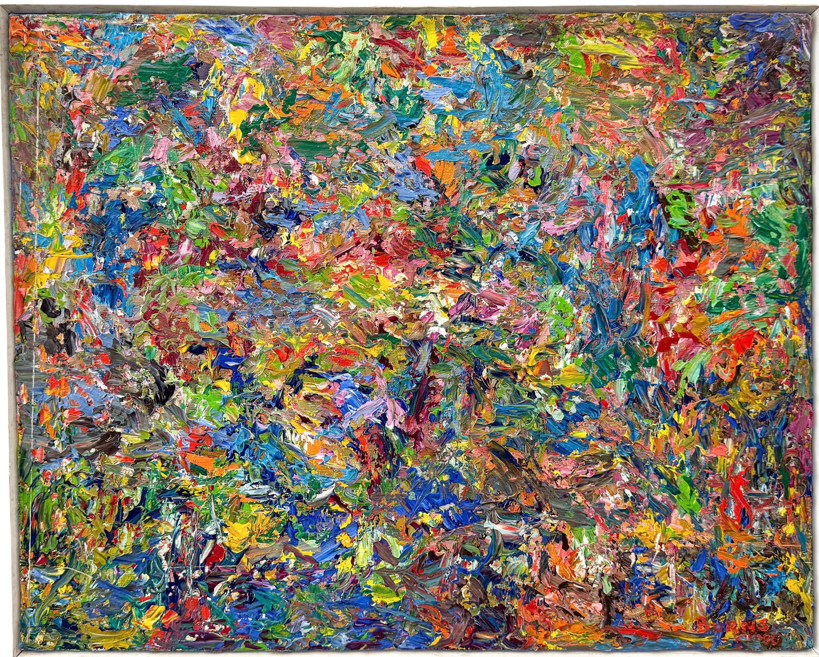 Colorful Abstract Expressionist Painting "Color Dance 1980", Signed Burns (1 of 4)