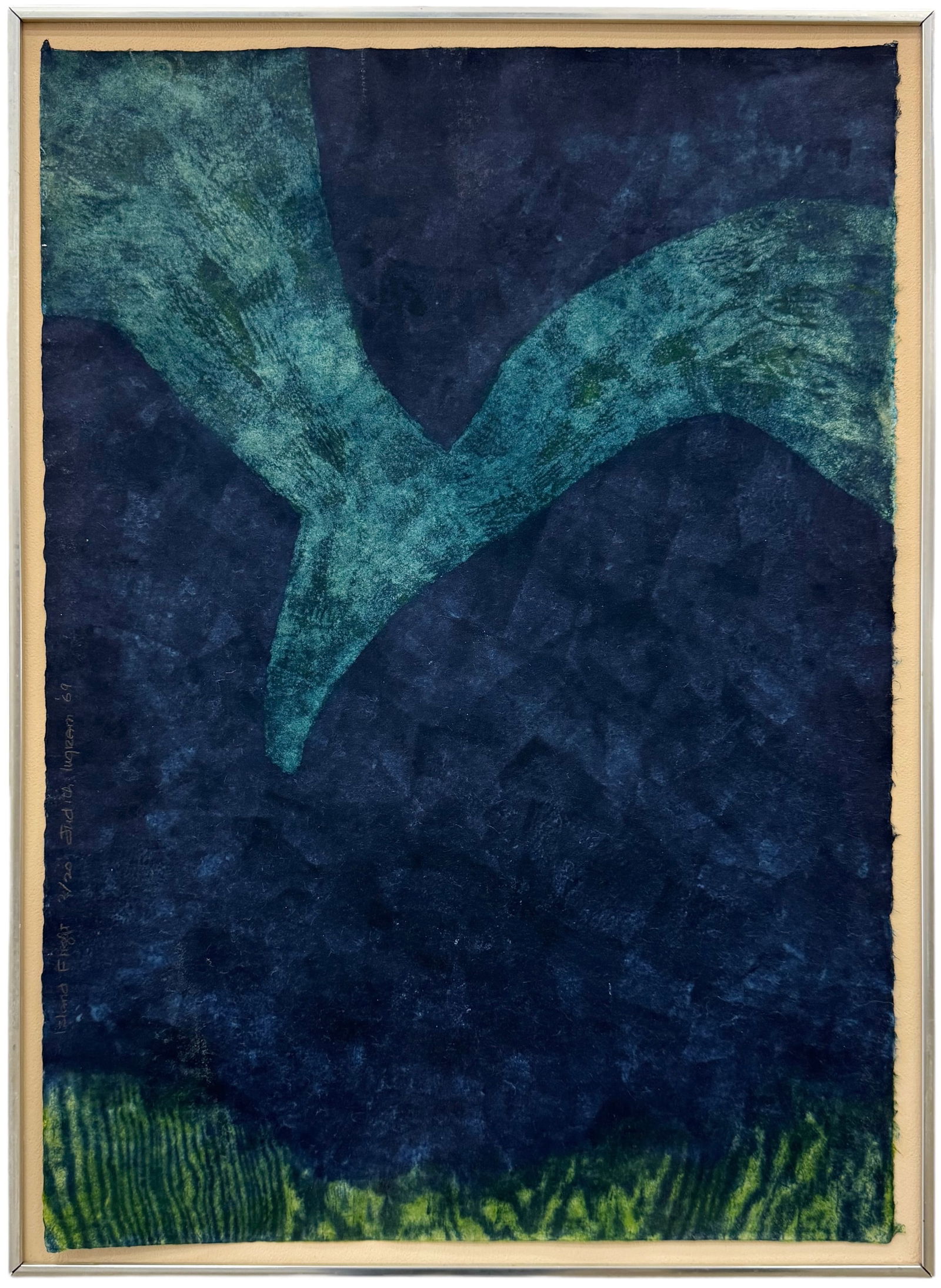 JUDITH INGRAM Mid-Century Modern Woodblock Print "Island Flight" Pennsylvania Artist (1 of 3)