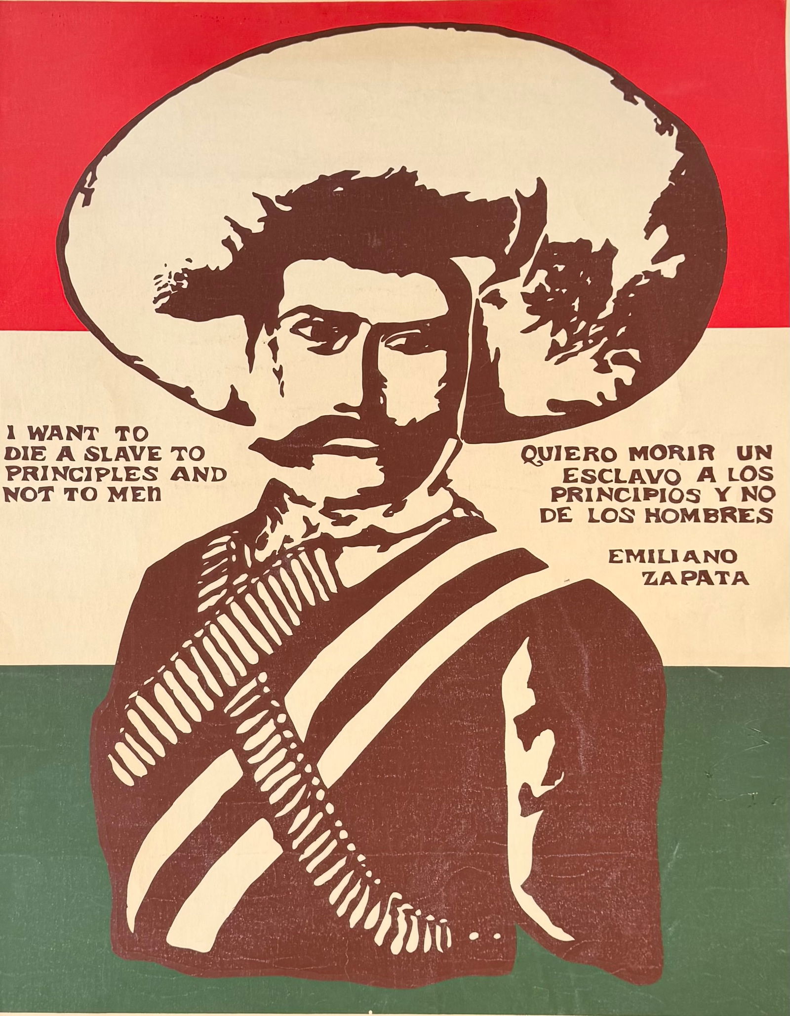 Vintage Emiliano Zapata, I want to die a Slave to Principles Poster, La Raza Silkscreen (1 of 1)