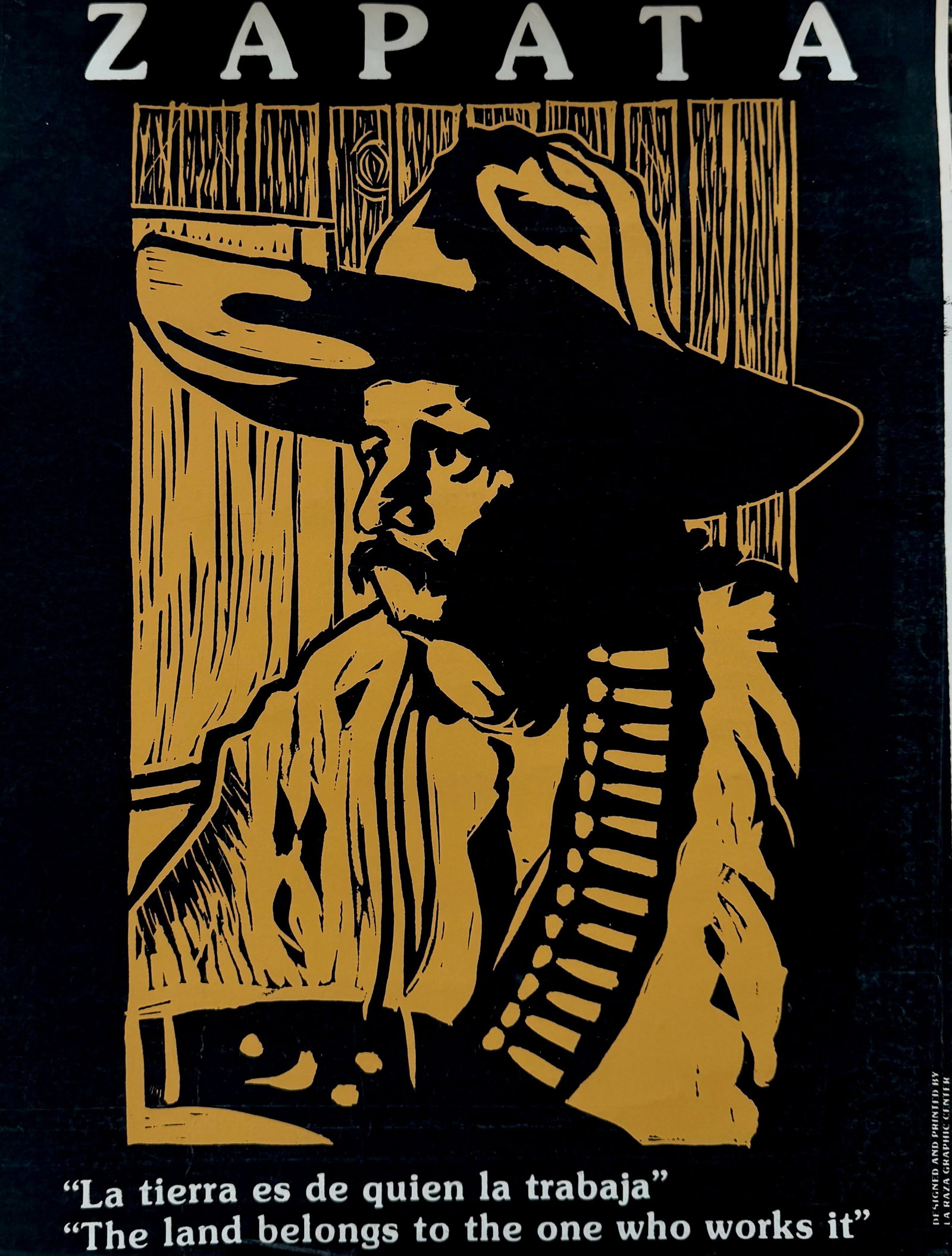Vintage Zapata : "The land belongs to the one who works it" Poster, La Raza Graphics: 23 x 17.5 in