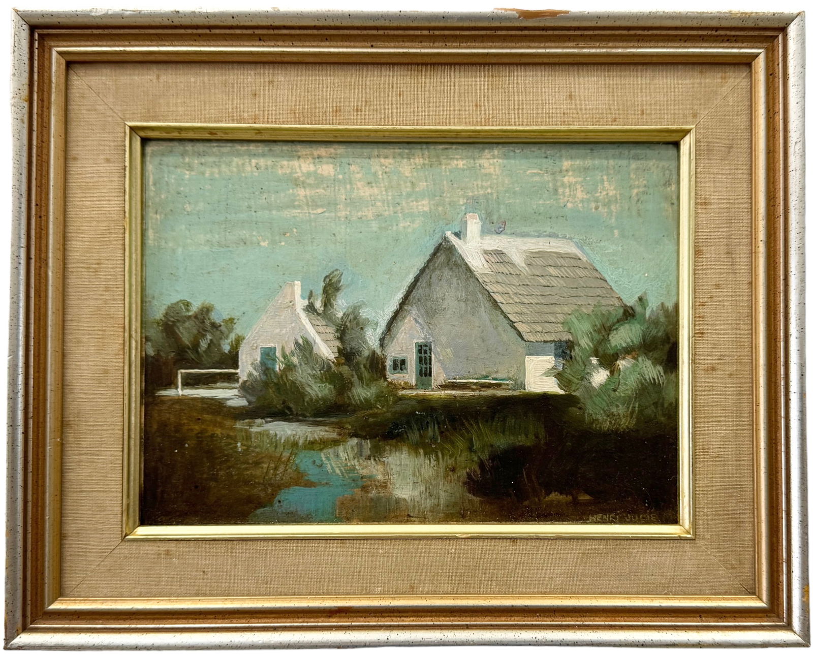 HENRI JULIE (20th c, French) Impressionist Landscape w/ House (1 of 3)