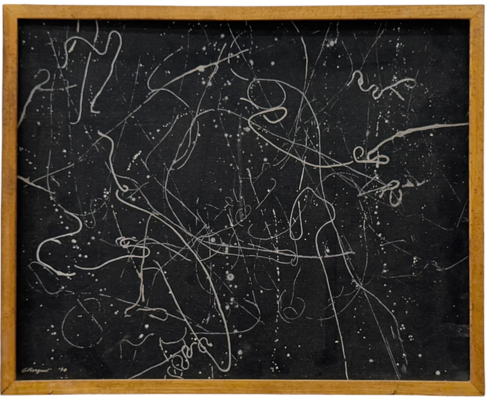 Mid-Century Modern Minimalist Abstract Action Painting, Signed (1 of 3)