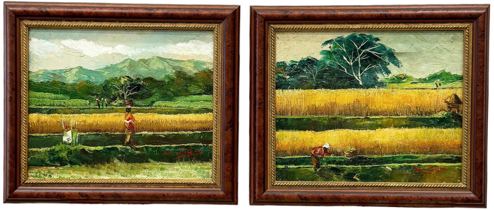 Pair Of Vietnamese School Impressionist Landscapes Signed Illegibly (1 of 5)