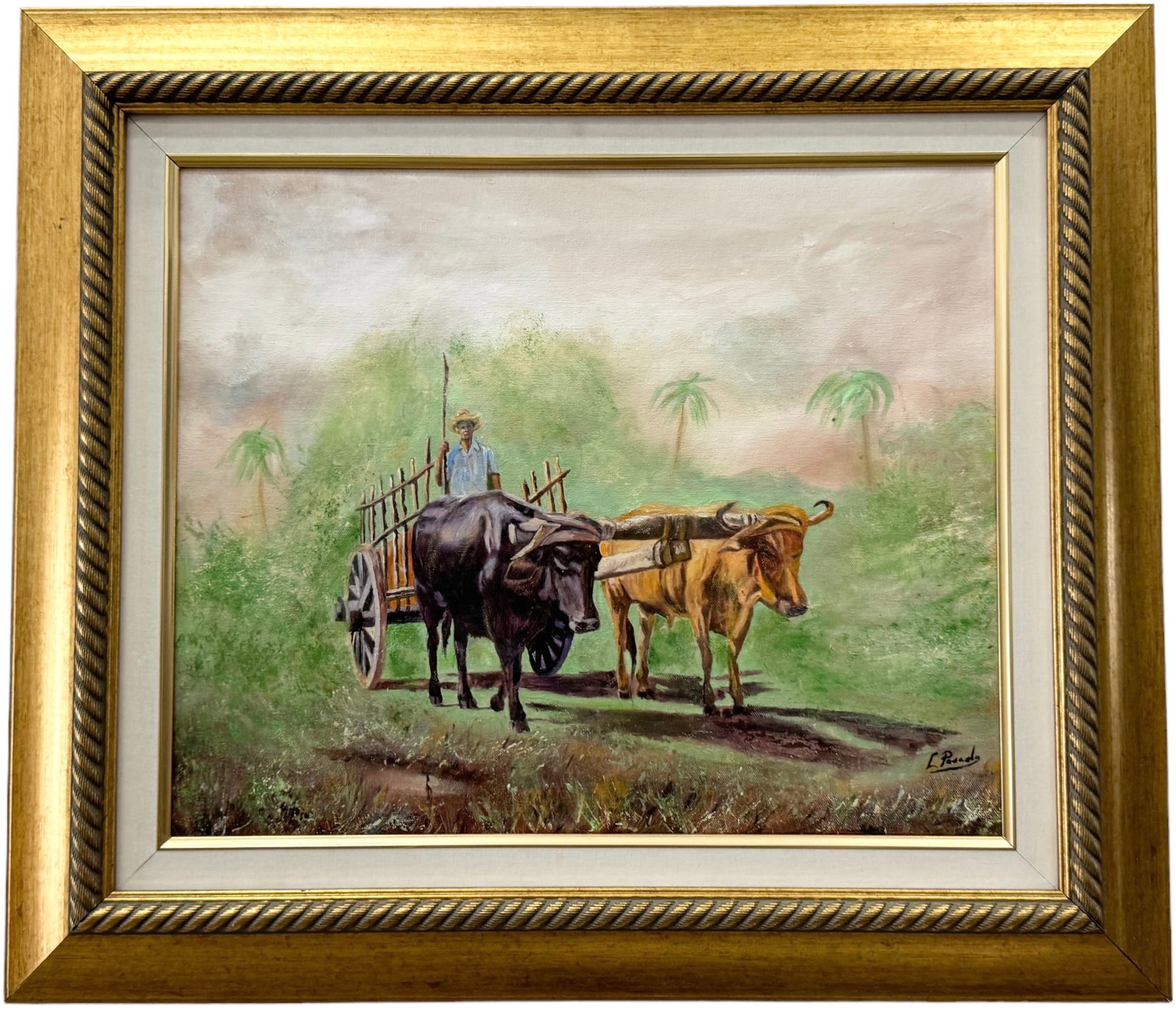 LUIS POSADA CARRILES (1928-2018 Cuban) Exile Painting: Oil on canvas 20 x 16 in, 27 x 23.5 in (framed)