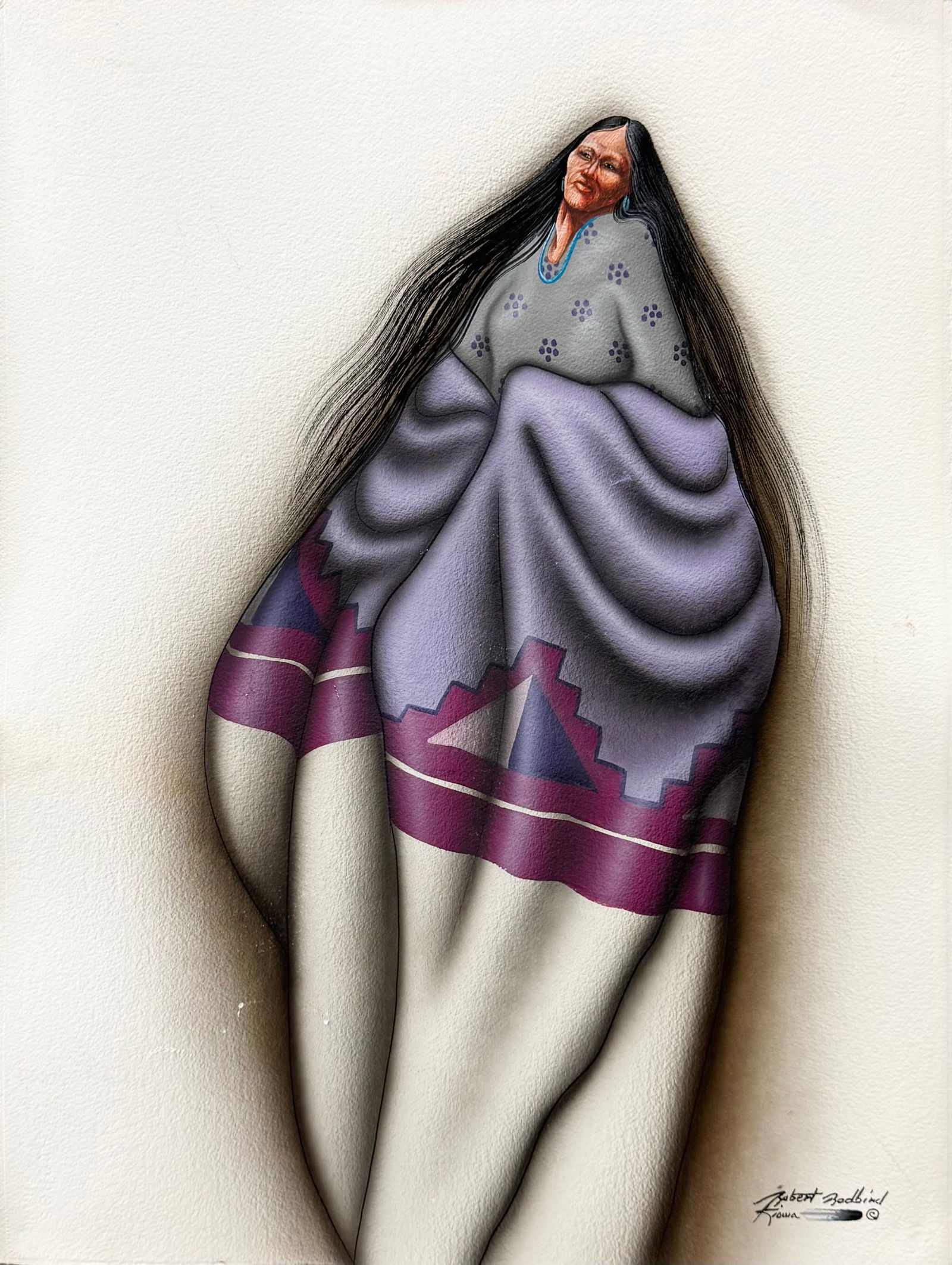 ROBERT REDBIRD SR (1939-2016, Native American) Modernist Figure (1 of 3)