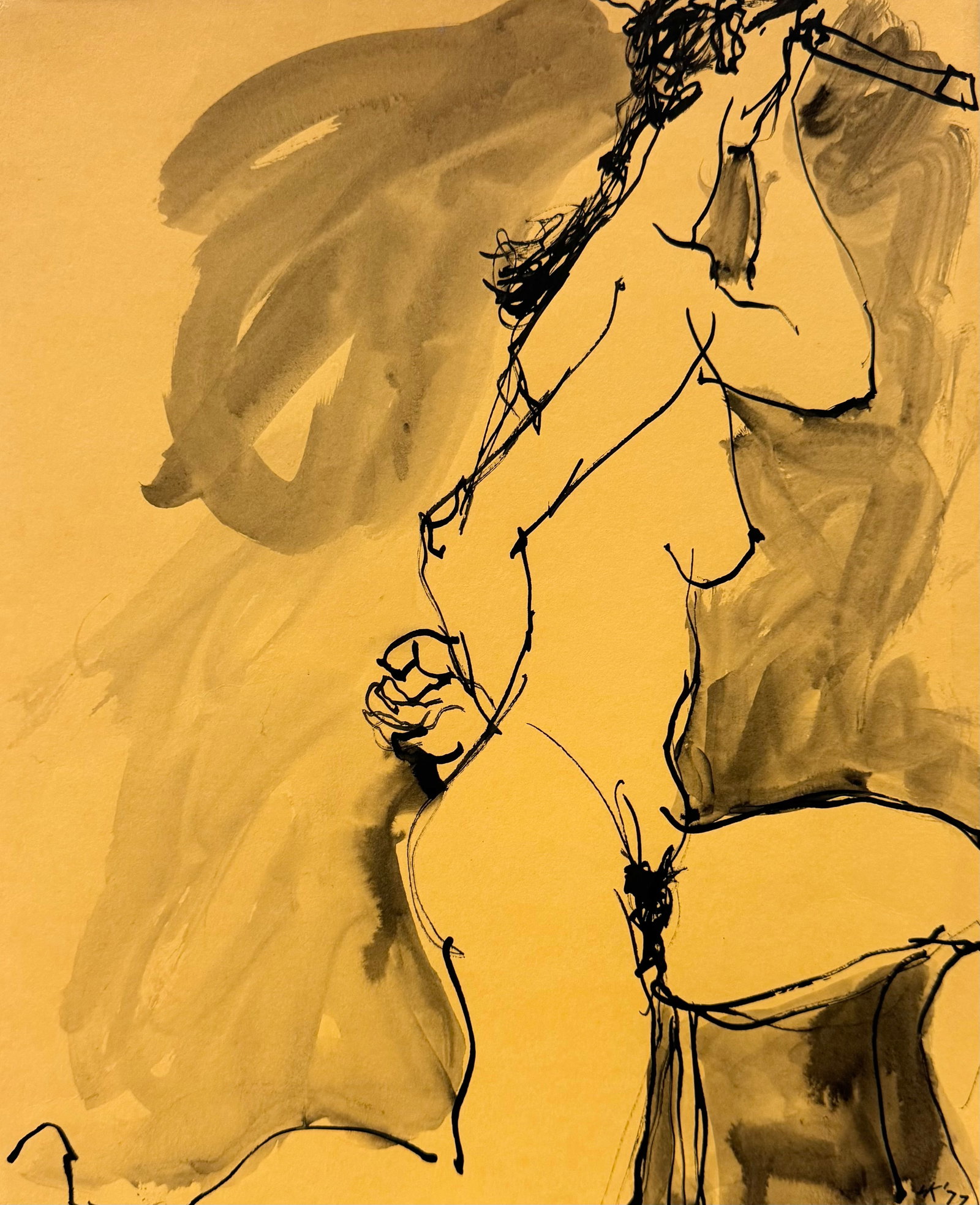 LARRY KESSLER (b. 1925, Florida) Nude: Mixed media on paper 15.5 x 13 in
