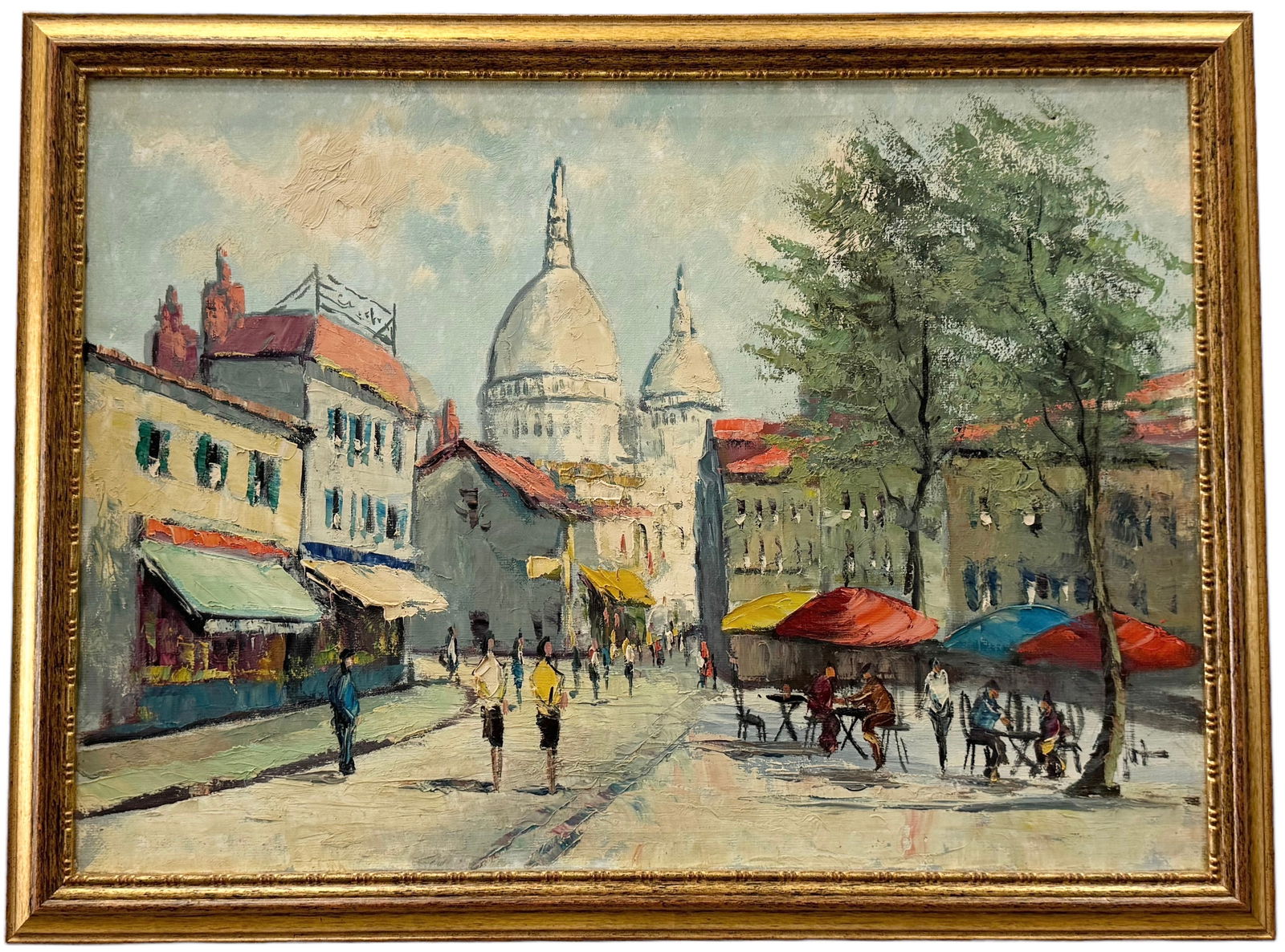 Mid-Century French School Paris Street Scene Oil Painting, Unsigned (1 of 3)