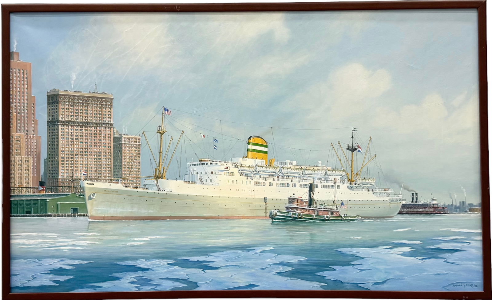 STEPHEN J CARD (b. 1952, Bermuda) New York City Maritime Harbor Ship Scene (1 of 10)