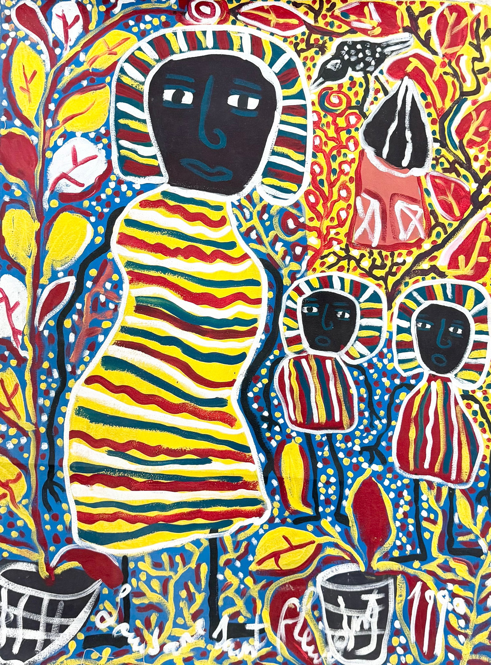LOUISIANE SAINT FLEURANT (1924-2005, Haitian): Acrylic on canvas 40 x 30 in