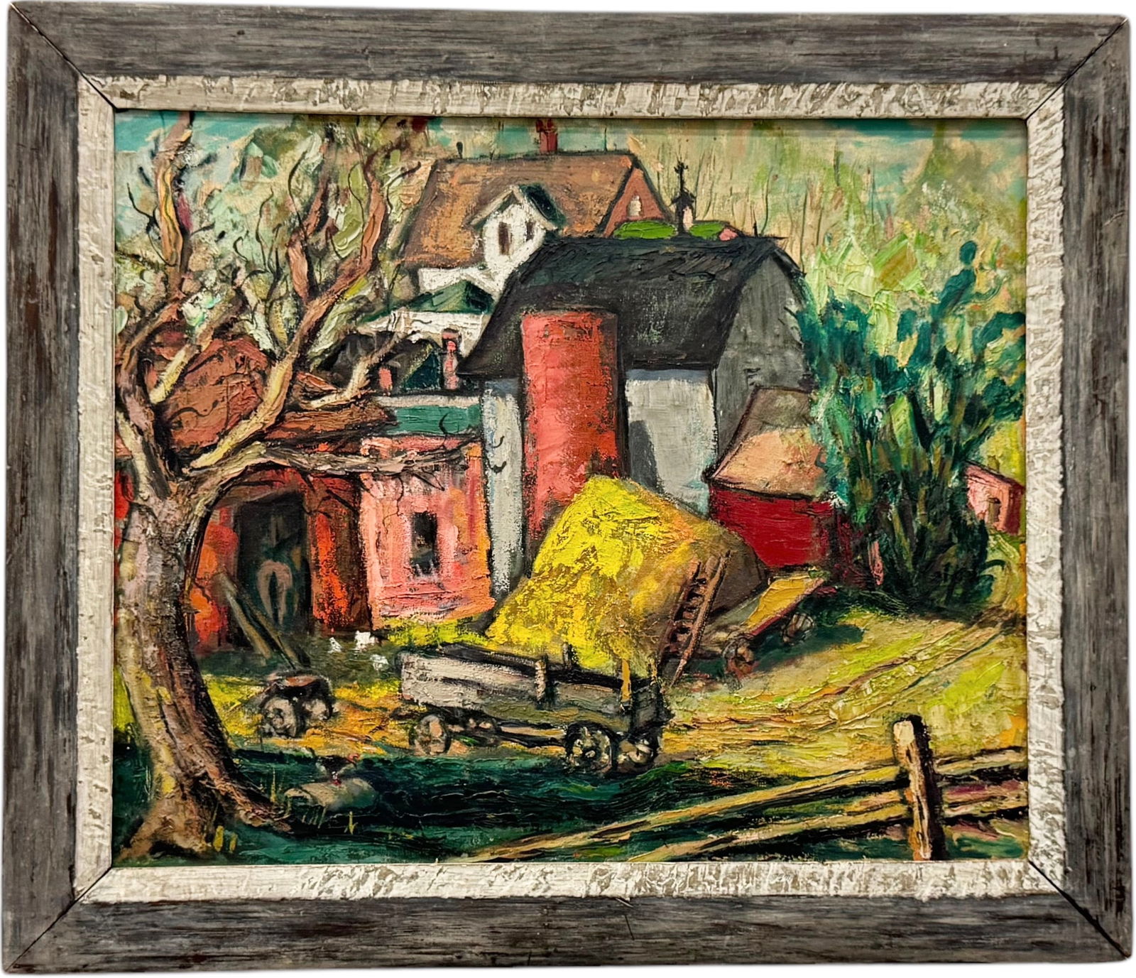 1930's American School WPA Regionalist Farm Landscape With Barn, Unsigned (1 of 4)