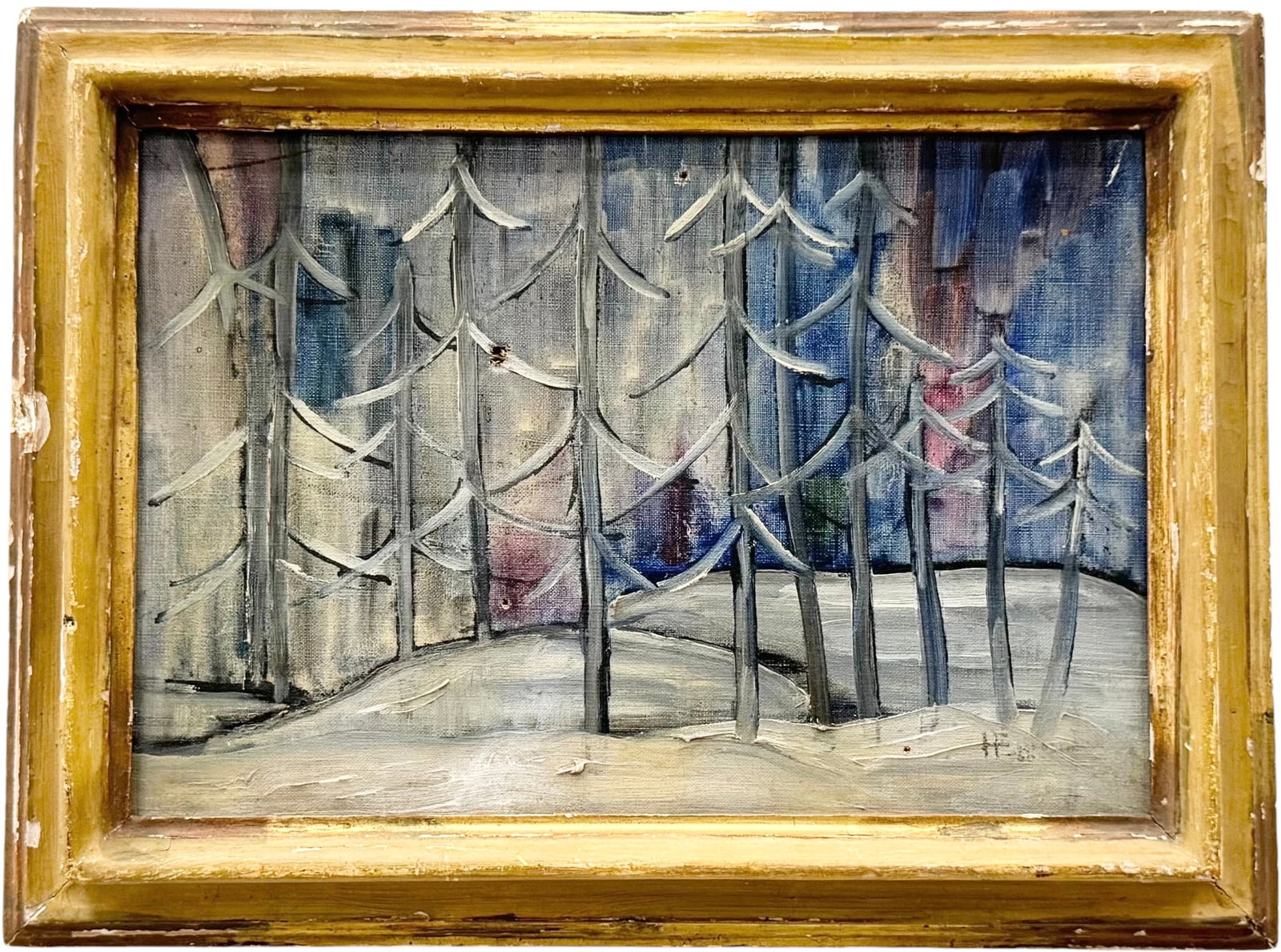 HECTOR ESCOBOSA "Sugar Bowl 1960", San Francisco, California Artist, Modernist: Oil on canvas 13 x 9 in, 15.5 x 11.5 in (framed)