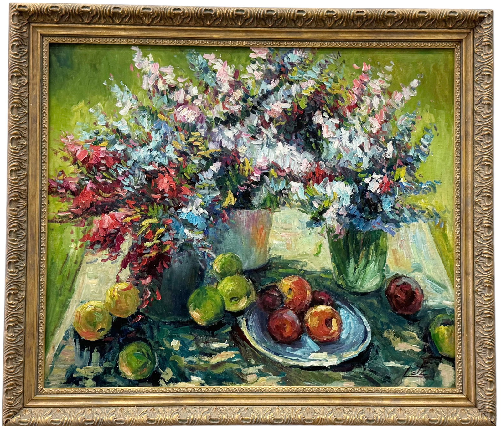 ELVIRA LETZ German American Modernist Still Life Signed: Oil on canvas 24 x 20 in, 29 x 25 in (framed)