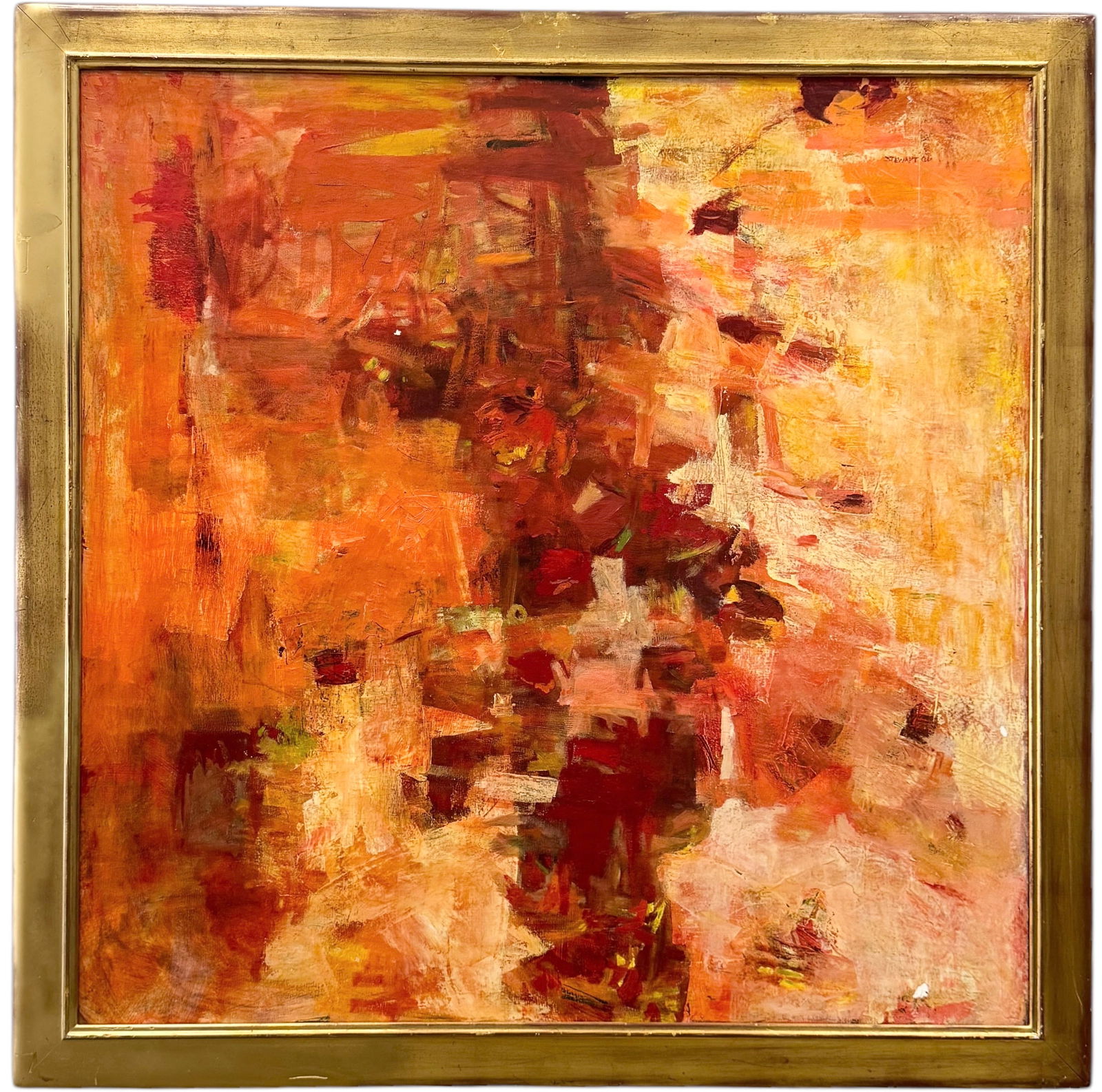 Nicely Framed Large American School Abstract Expressionist Painting Signed Stewart (1 of 5)