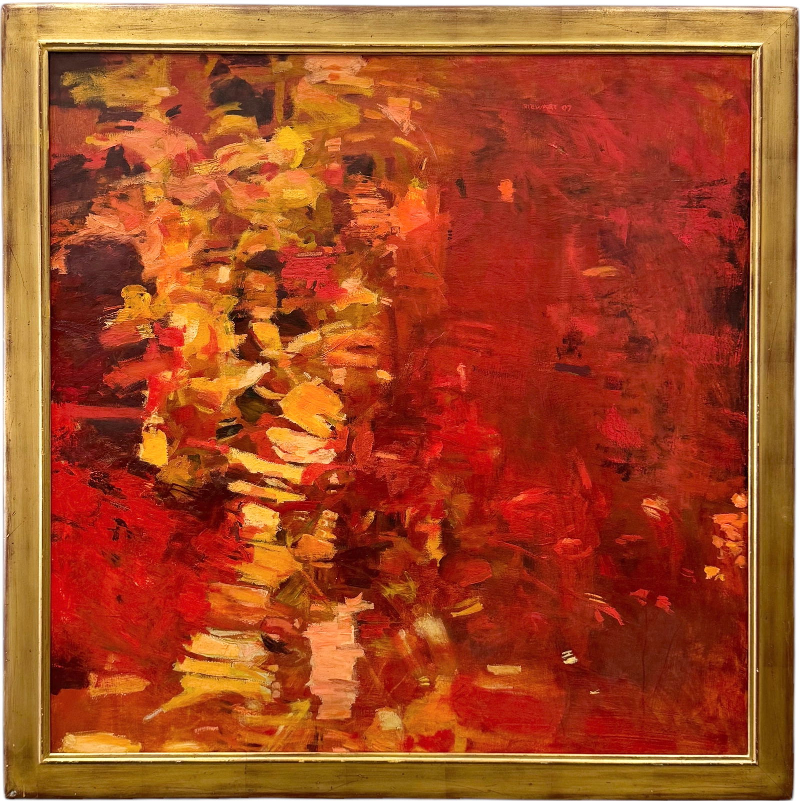 Nicely Framed Large American School Abstract Expressionist Painting Signed Stewart (1 of 4)