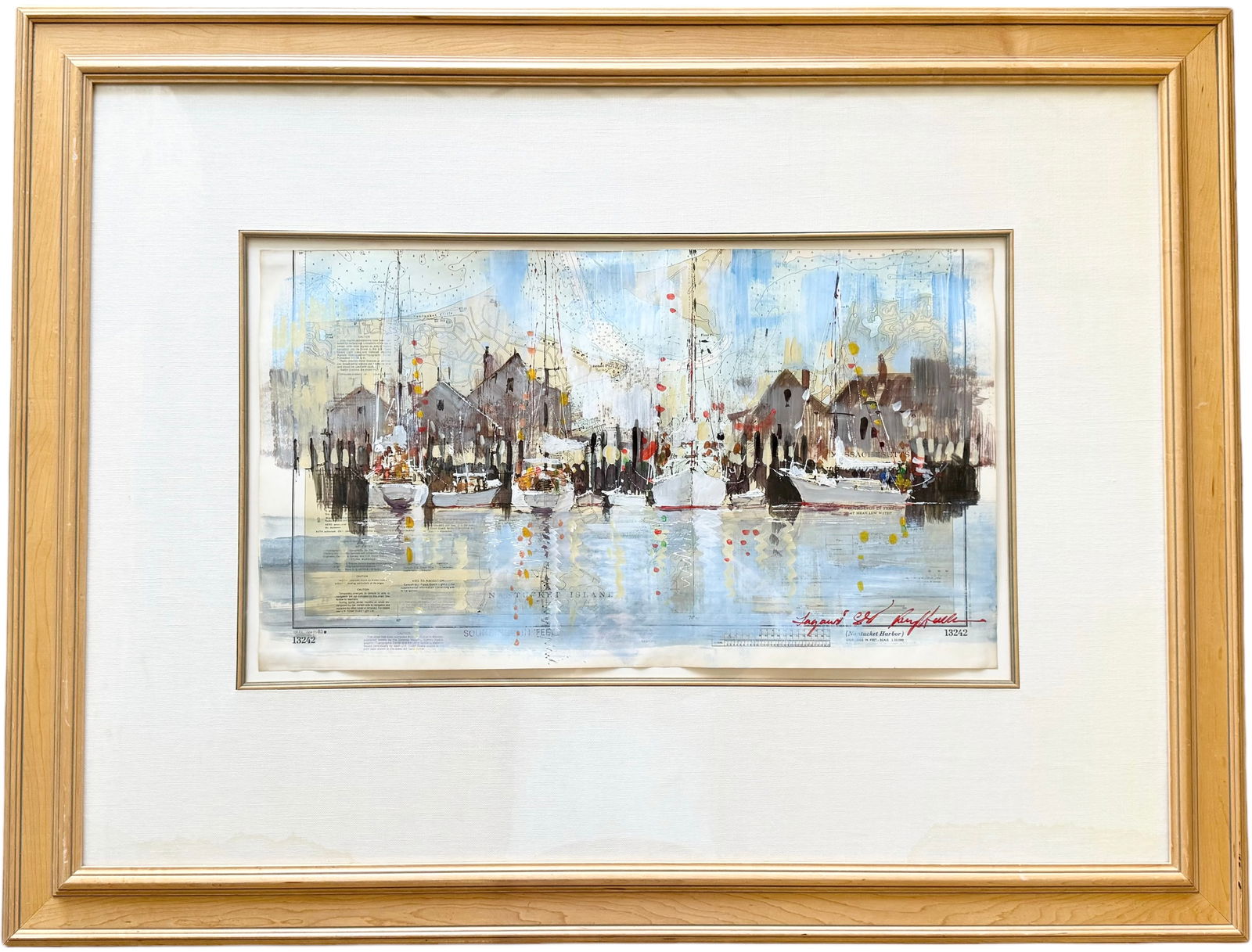 KERRY HALLUM (1b 1937, UK) Nantucket Harbor Scene Mixed Media Collage (1 of 5)