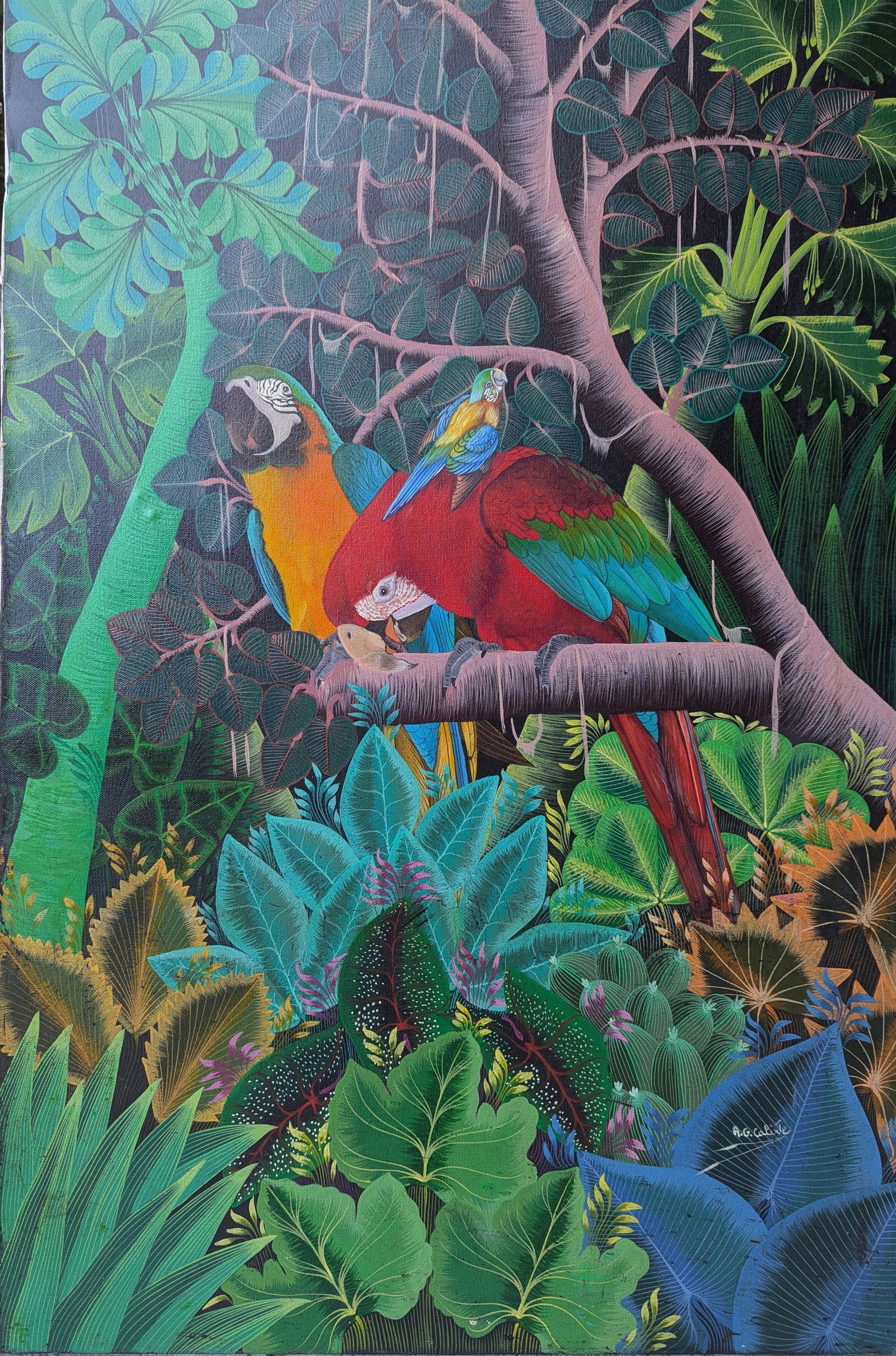 Alix-George Calixtes (20th c, Haitian) Jungle Scene (1 of 5)