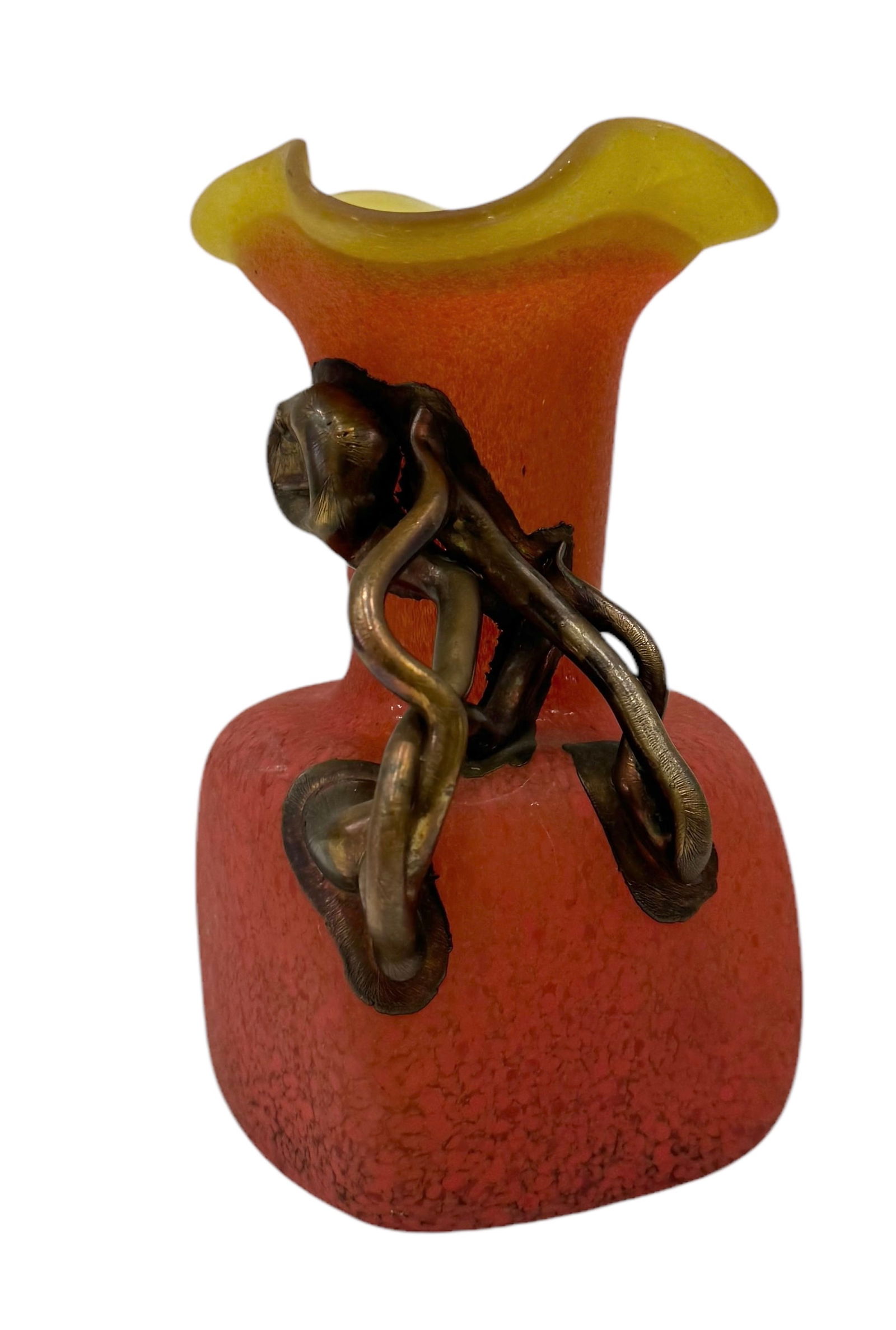 Modernist Glass Vase With Metal Accent (1 of 4)