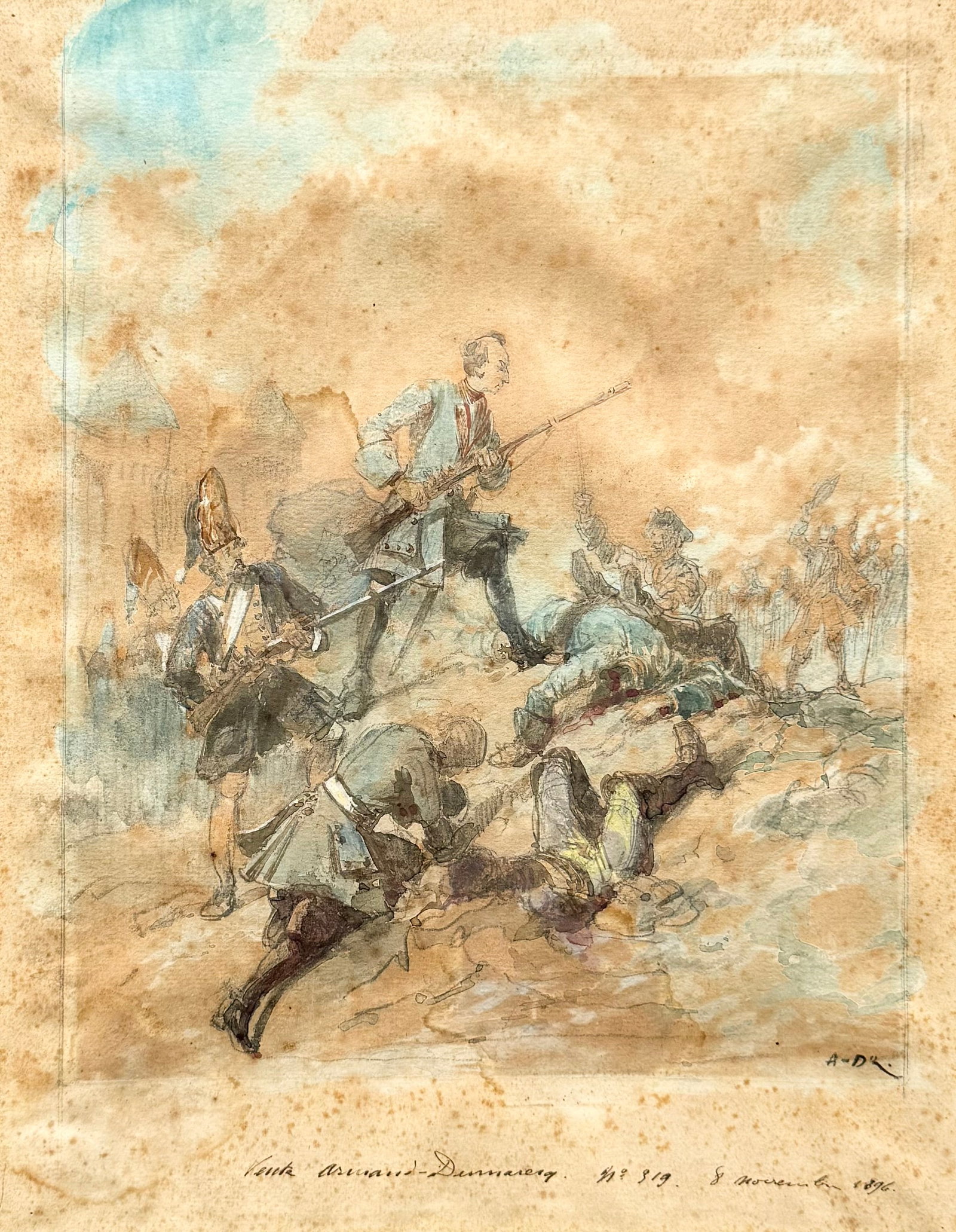Edouard Charles Armand-Dumaresq French Revolution Watercolor Illustration 1896: 13 1/4 x 10 1/4 in (paper)