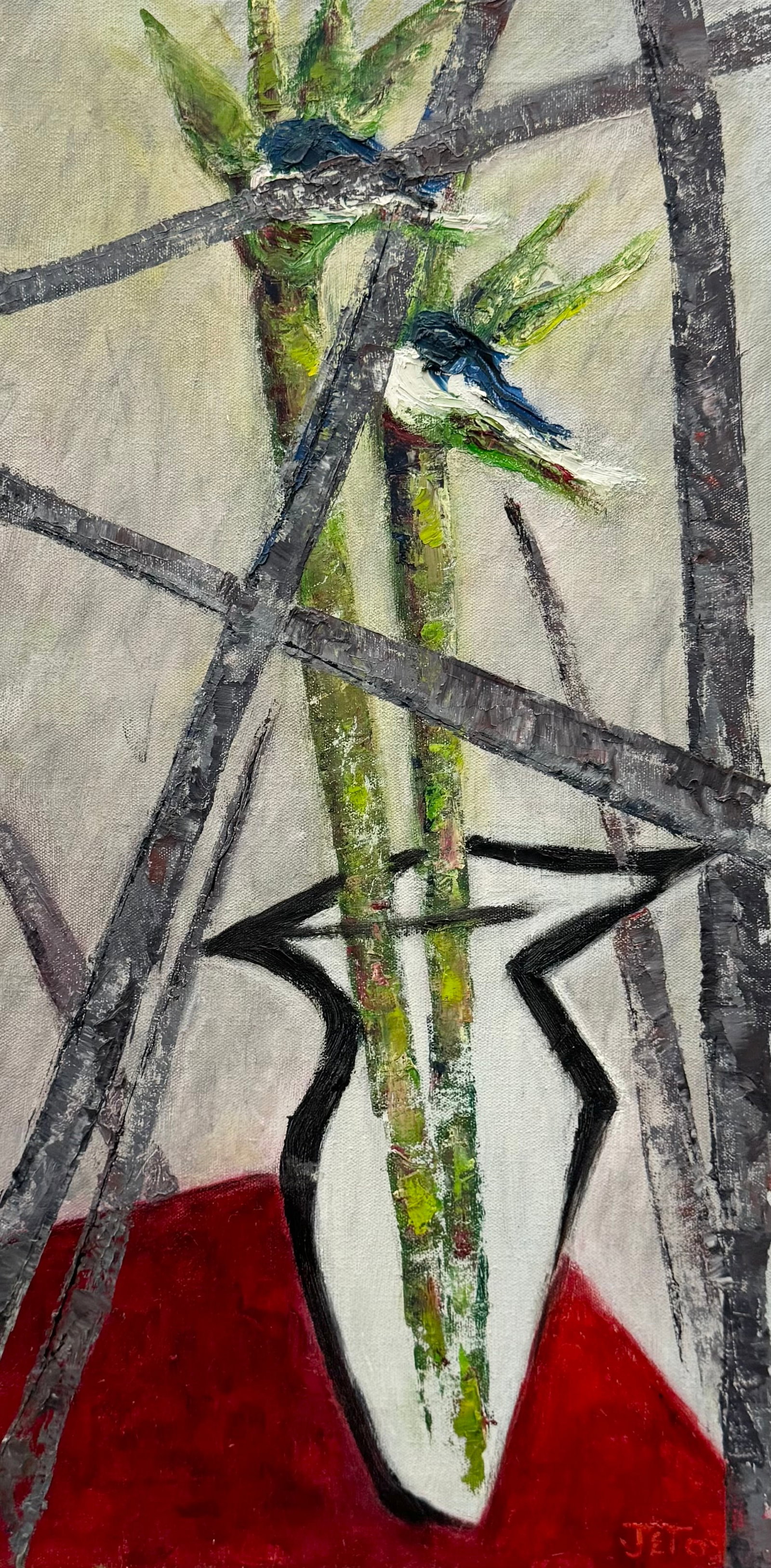 MARIA "JET" NOTARILE (20th c, American) Still Life: Oil on canvas 24 x 12 in