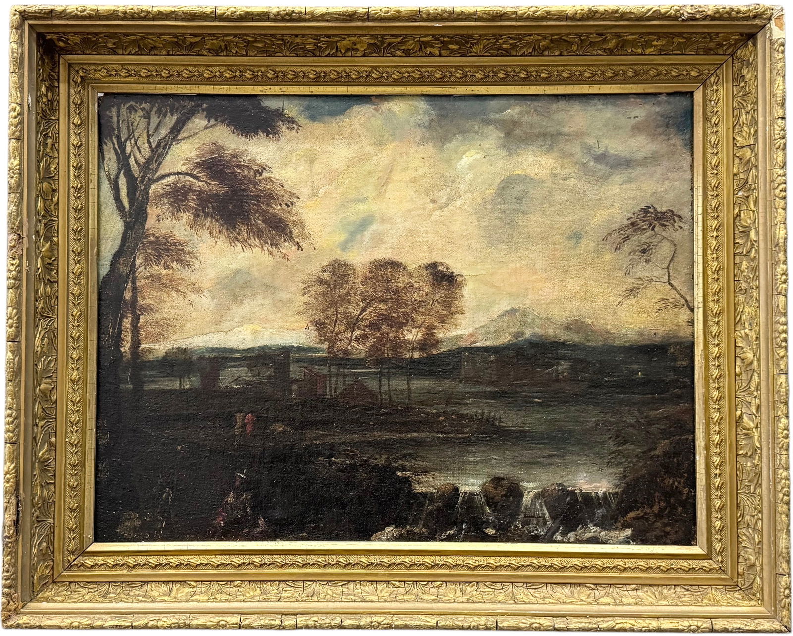 European Old Master Landscape Possibly Italian In Gold Leaf Antique Frame (1 of 7)