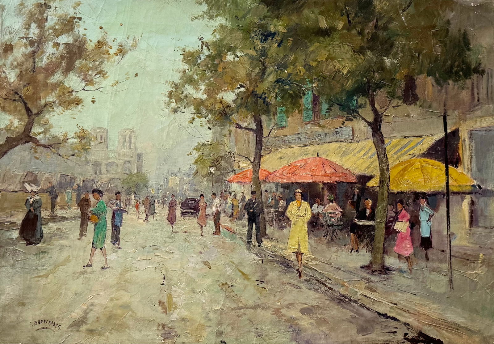 French School Impressionist Paris Street Scene Signed Oil On Canvas (1 of 4)