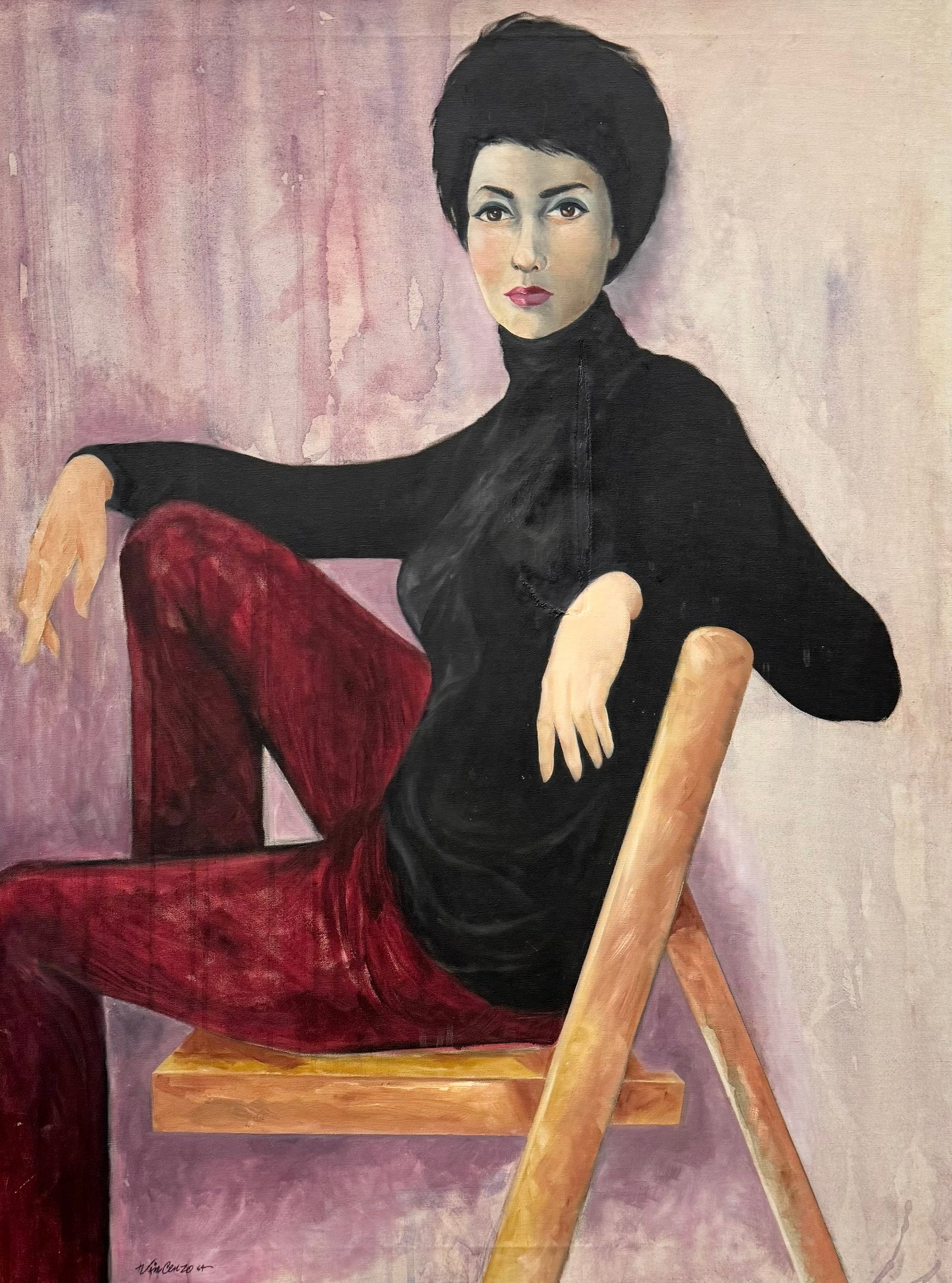 VINCENZO NOTARILE (20th c, American) Portrait Of A Young Woman: Oil on canvas 40 x 30 in