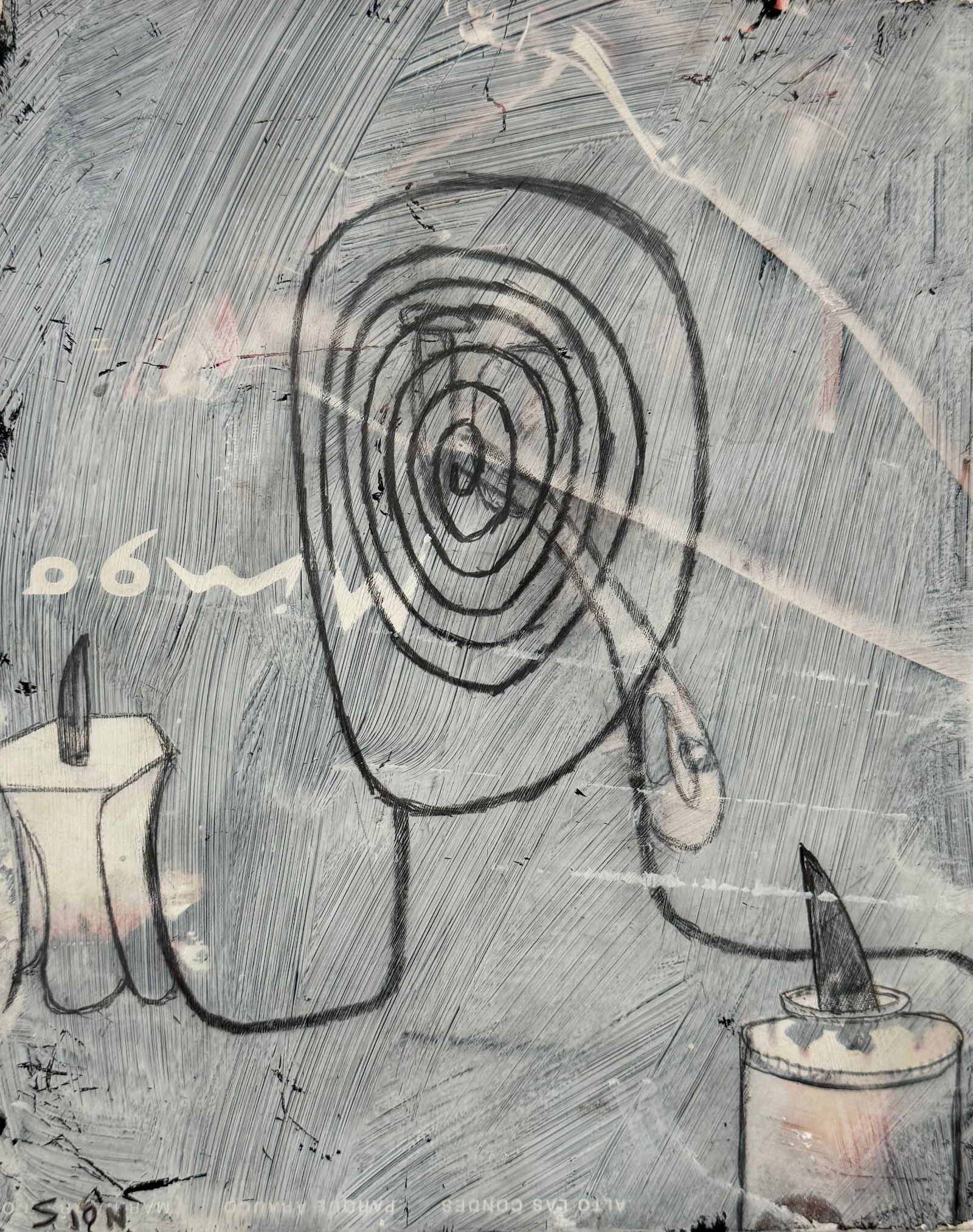 Jean Sion, Cuban School Abstract Painting Mixed Media On Board (1 of 4)