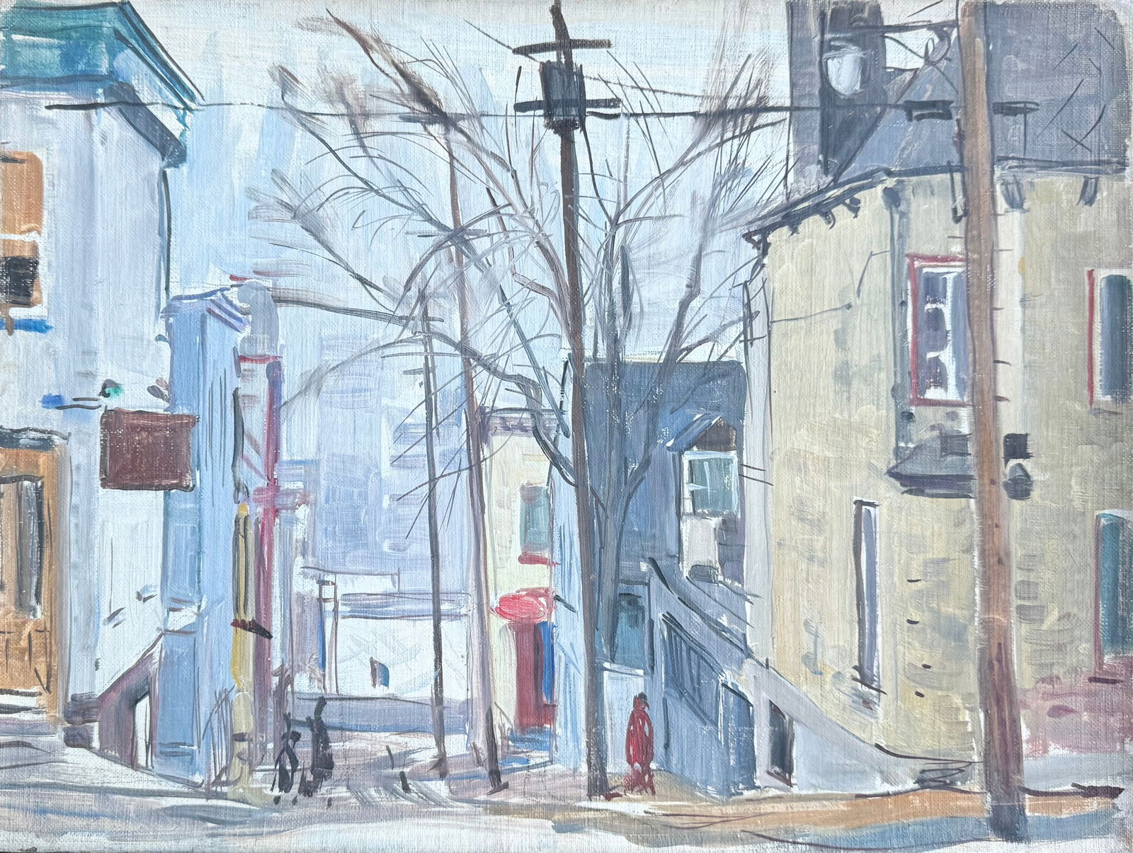 TORE ASPLUND (1903-1978, American) New York Street Scene: Oil on board 12 x 16 in