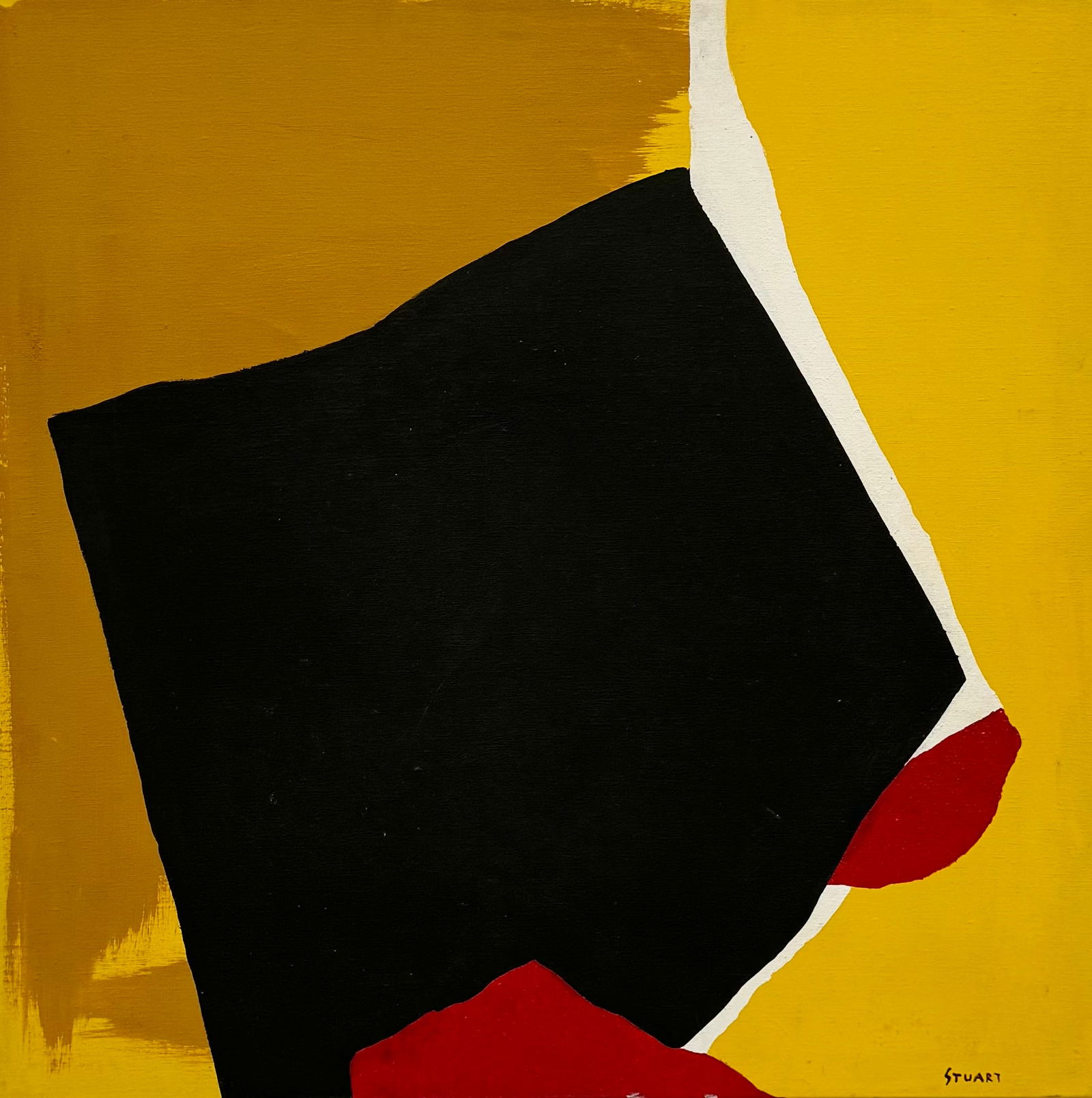 American School Black & Yellow Abstract Painting Signed Stuart (1 of 3)