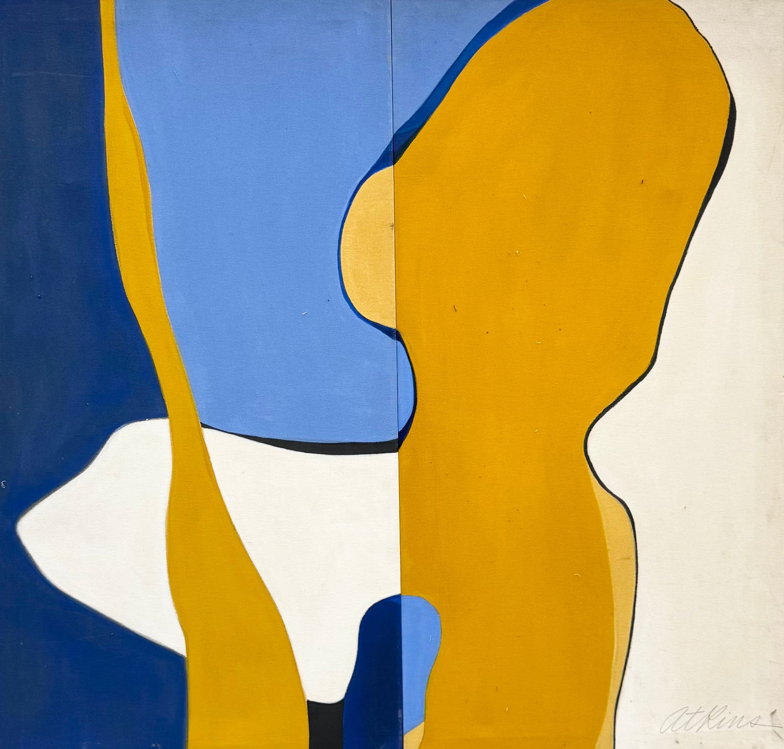 ROSALIE ATKINS American School Mid-Century Modern Diptych Abstract Painting (1 of 3)