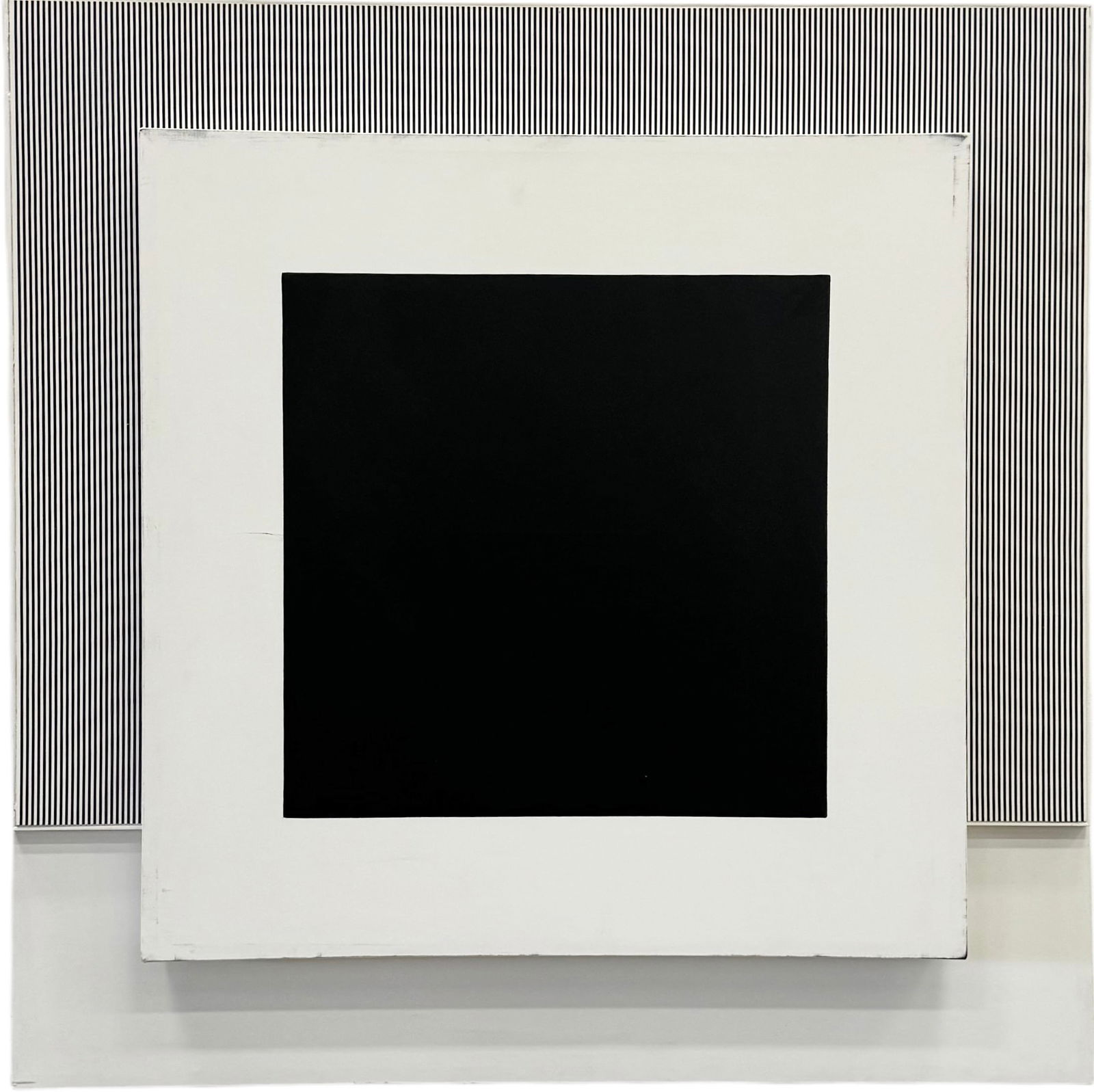 Large 3D Black & White Op Art Geometric Abstract Painting 48 x 48 in (1 of 2)