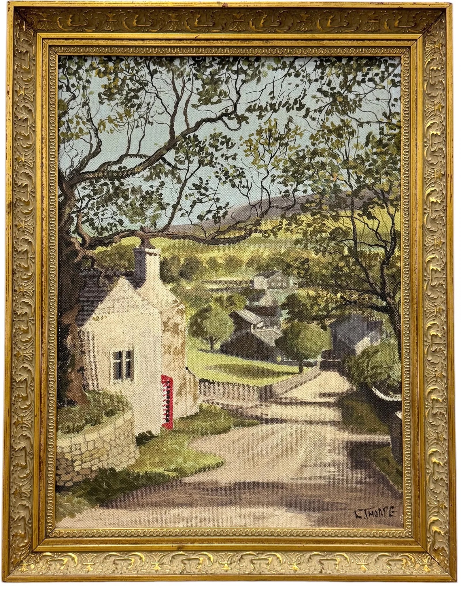 LEONARD THORPE (20th c, English) Lancashire UK English Landscape, Gallery Label: Oil on canvas 16 x 12 in, 19 x 15 in (framed)