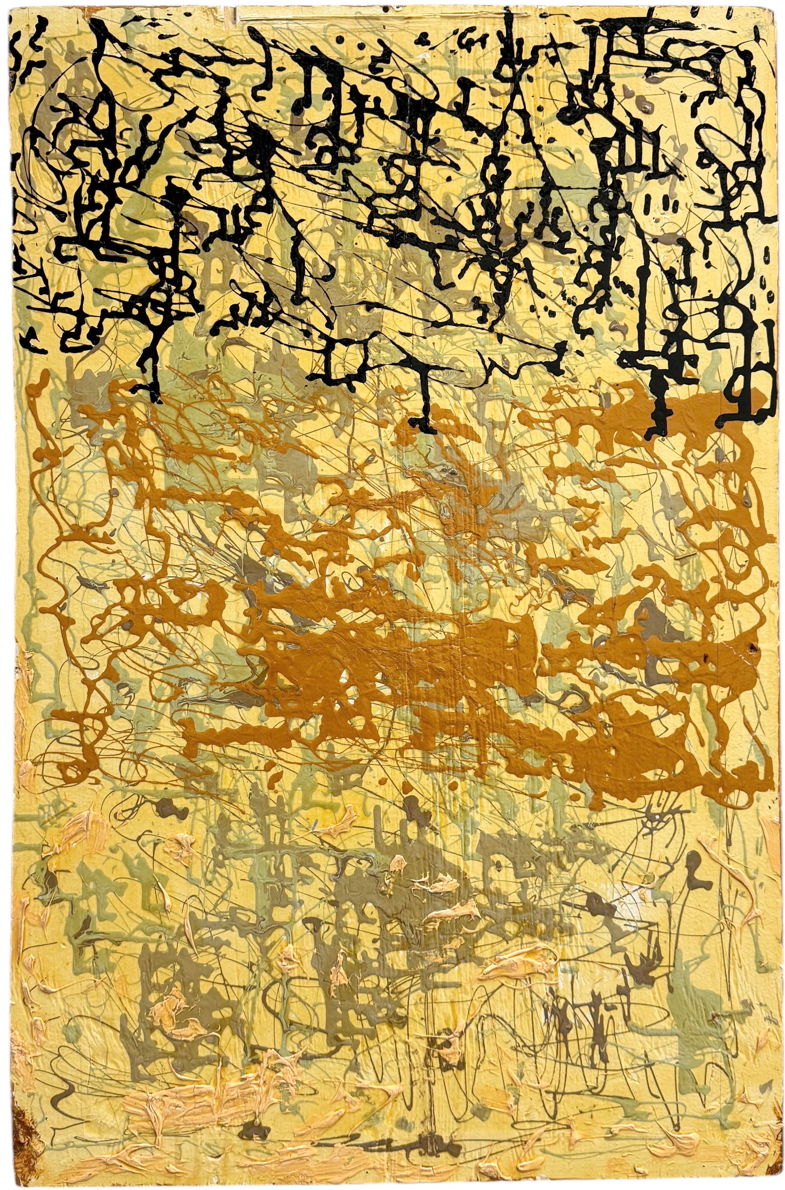 Vintage Abstract Expressionist Oil Painting Heavy Impasto Unsigned (1 of 2)