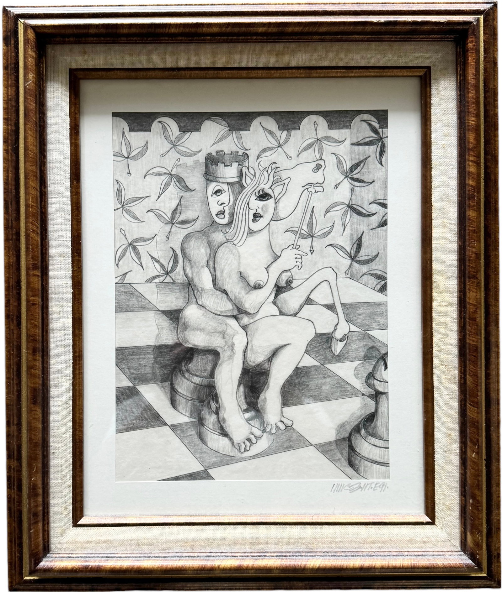 VINCENZO NOTARILE (20th c, American) Cubist Drawing: Graphite on paper 11.5 x 8.5 in, 18.5 x 15.5 in (framed)