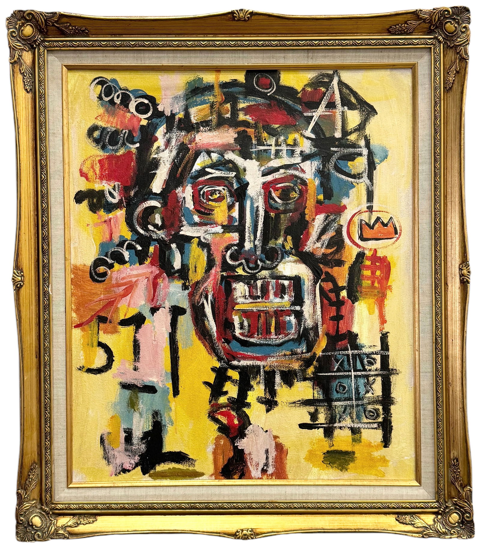 Vintage American School Outsider Grafitti Figural Abstract Unsigned (1 of 3)