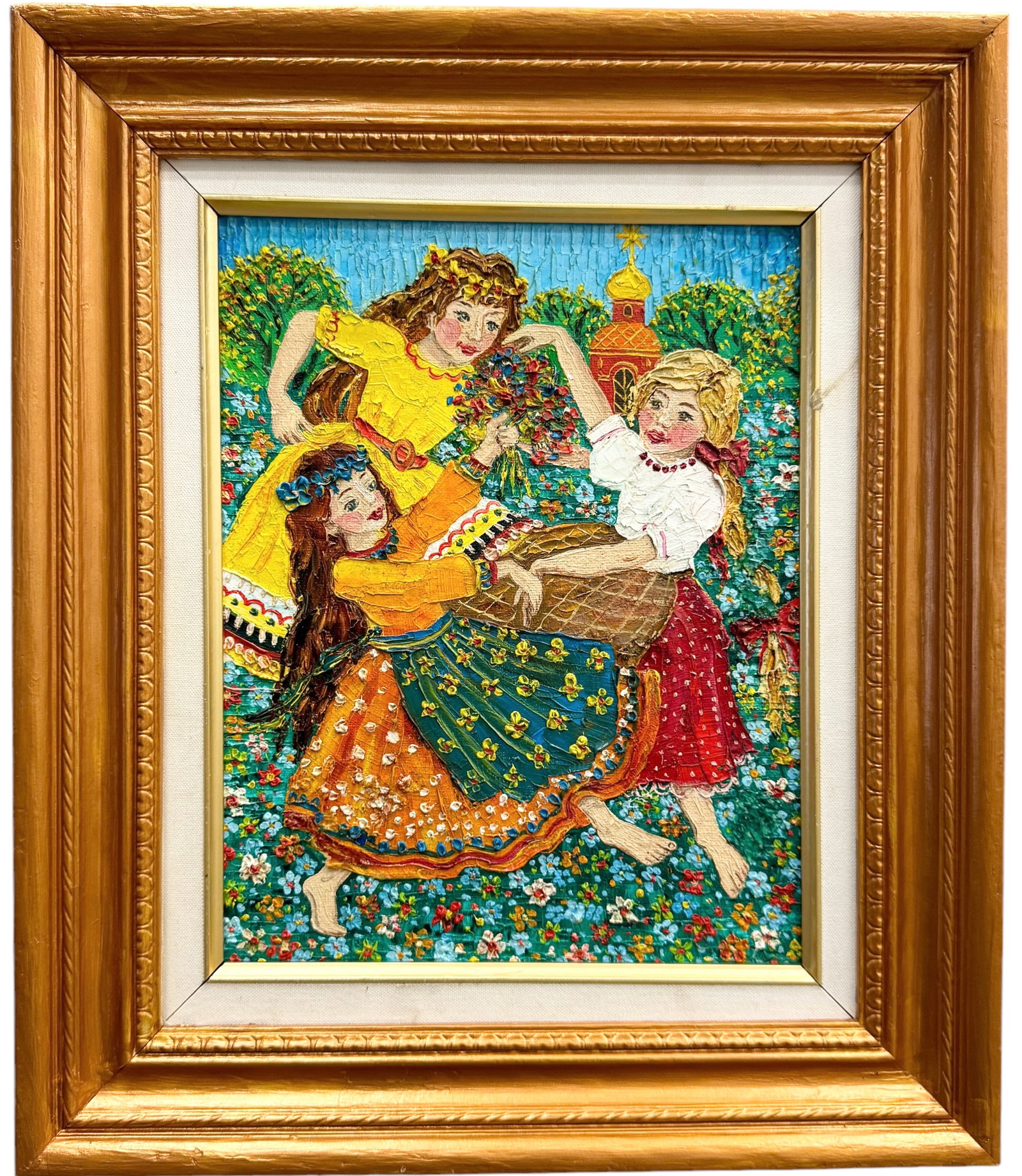 Alexander Vasilievich Kuzmin (b. 1962, Russian) Dancers: Oil on canvas 12 x 9 1/4 in, 17 x 14.5 in (framed)