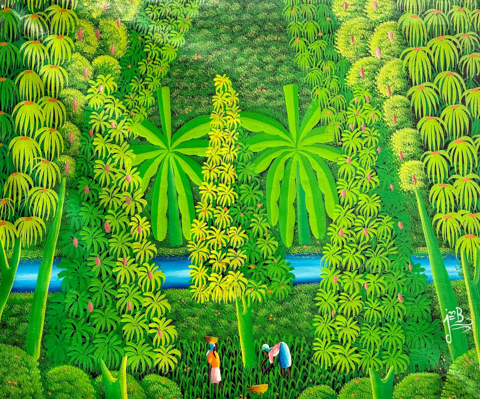 Haitian School Jungle Landscape Painting Monogrammed (1 of 3)