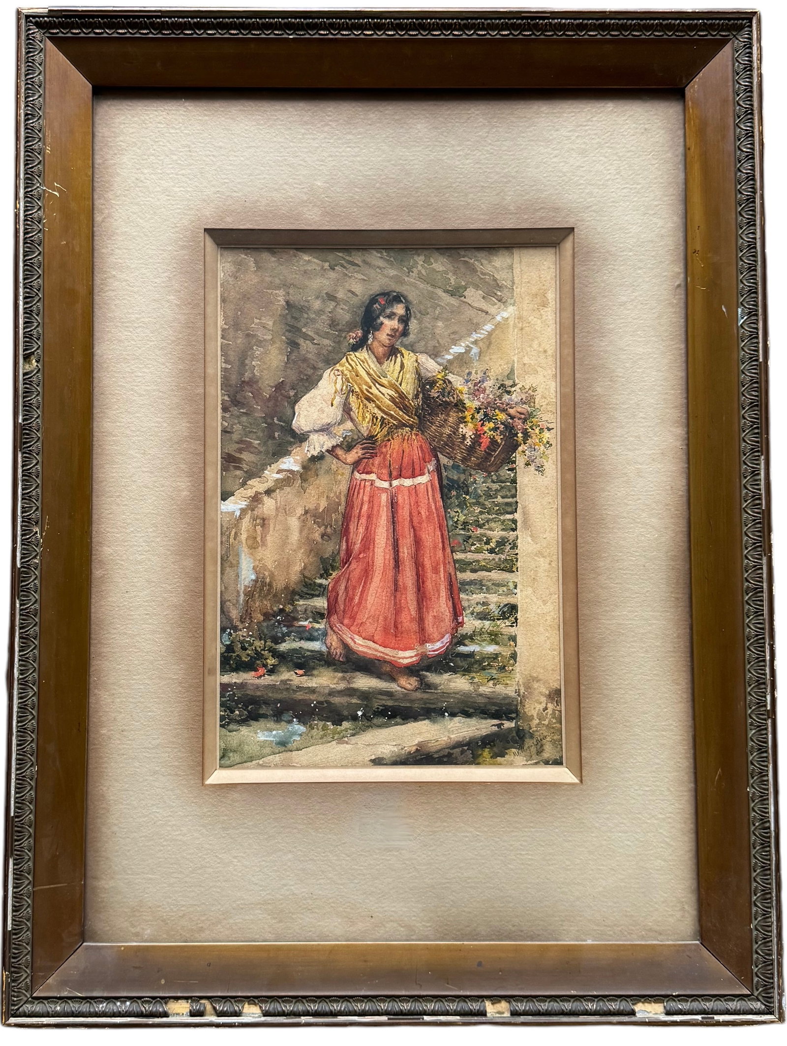 Manuel Villegas Brieva, Spanish School Portrait Of A Woman Signed: Watercolor on paper 24.5 x 33 in (framed), 11 x 17 in (sight)