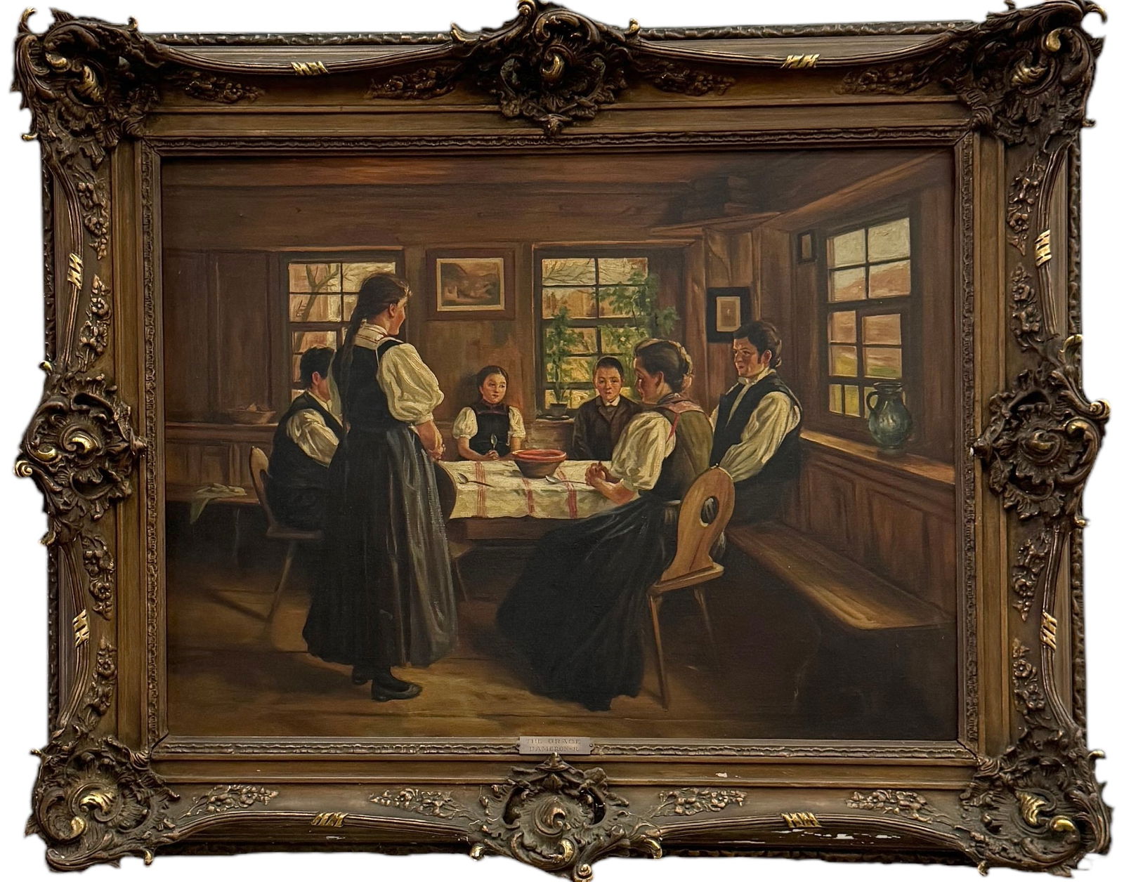 Antique English School Genre Painting In Beautiful Frame (1 of 5)