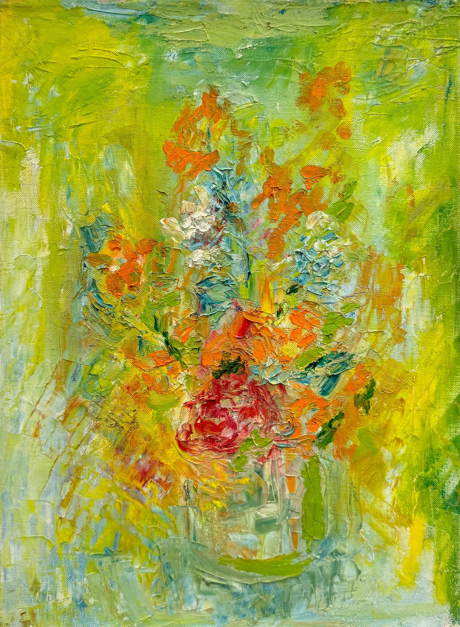 Mid-Century American School Floral Abstract Painting Unsigned (1 of 2)