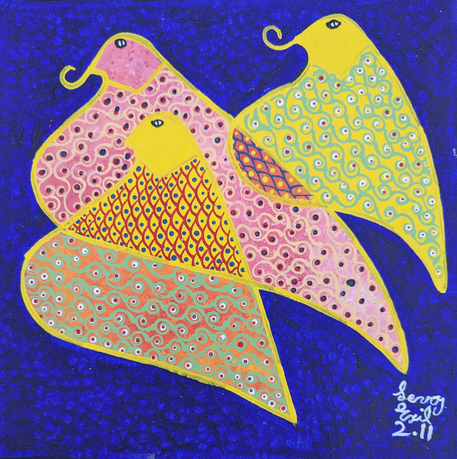 LEVOY EXIL (20th c, Haitian) Doves (1 of 3)