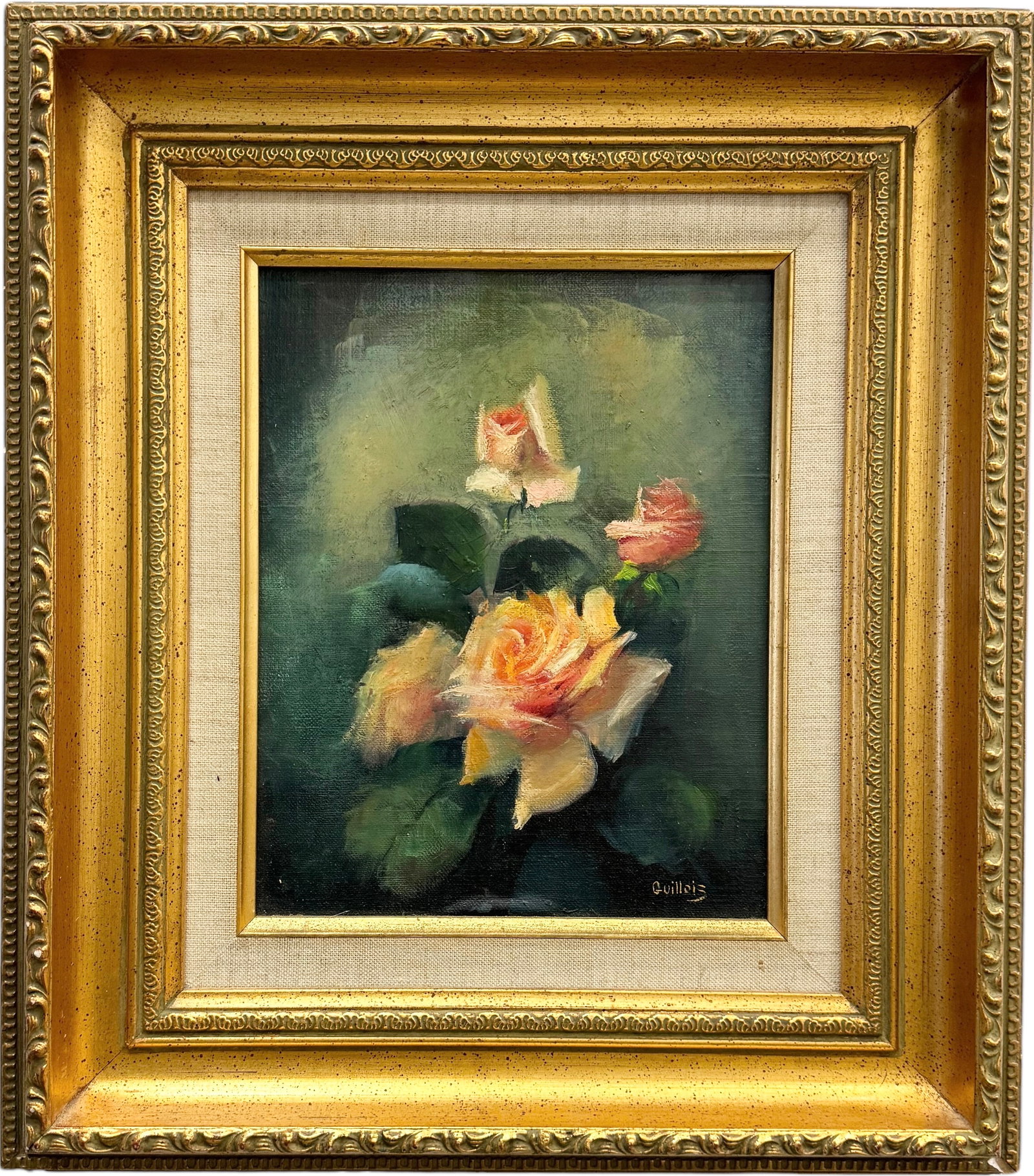 DINORAH GUILLOIS, Flowers Miami Artist: Oil on board 8 x 10 in, 16.5 x 14.5 in (framed)