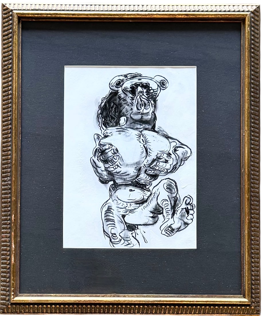 TOMAS ESSON (b. 1963, Cuba) Surrealist Erotic Drawing: Graphite on paper 19 x 15.5 in (framed)